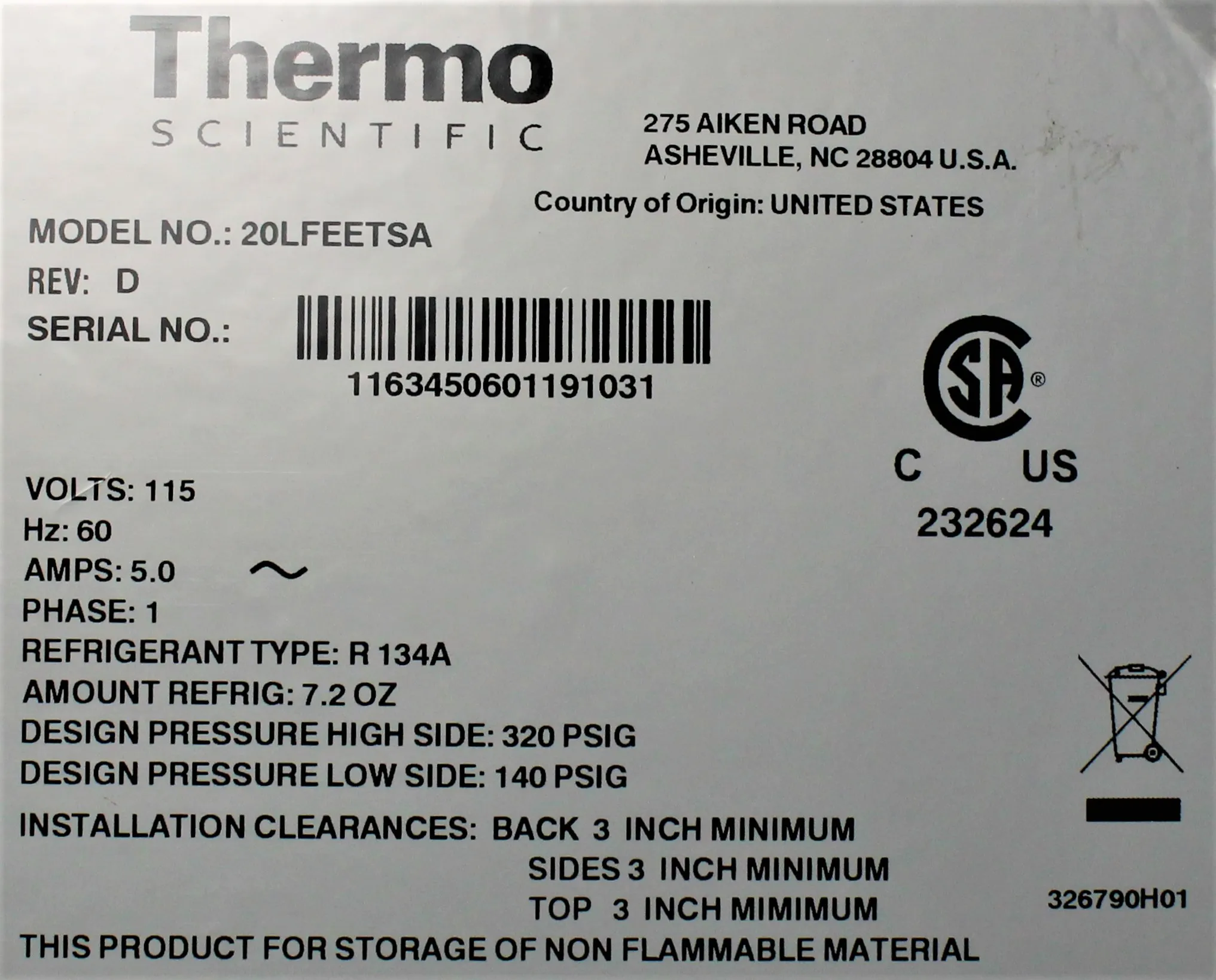 Thermo Scientific 20LFEETSA Laboratory Freezer - 20.9 Cubic Feet