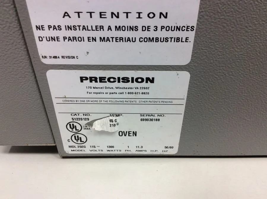 Precision Laboratory Economy Oven Model: 25EG