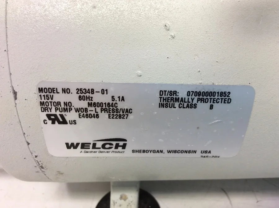 Welch 2534B-01 Oil-free Standard Duty Vacuum & Pressure Pump 95 Torr