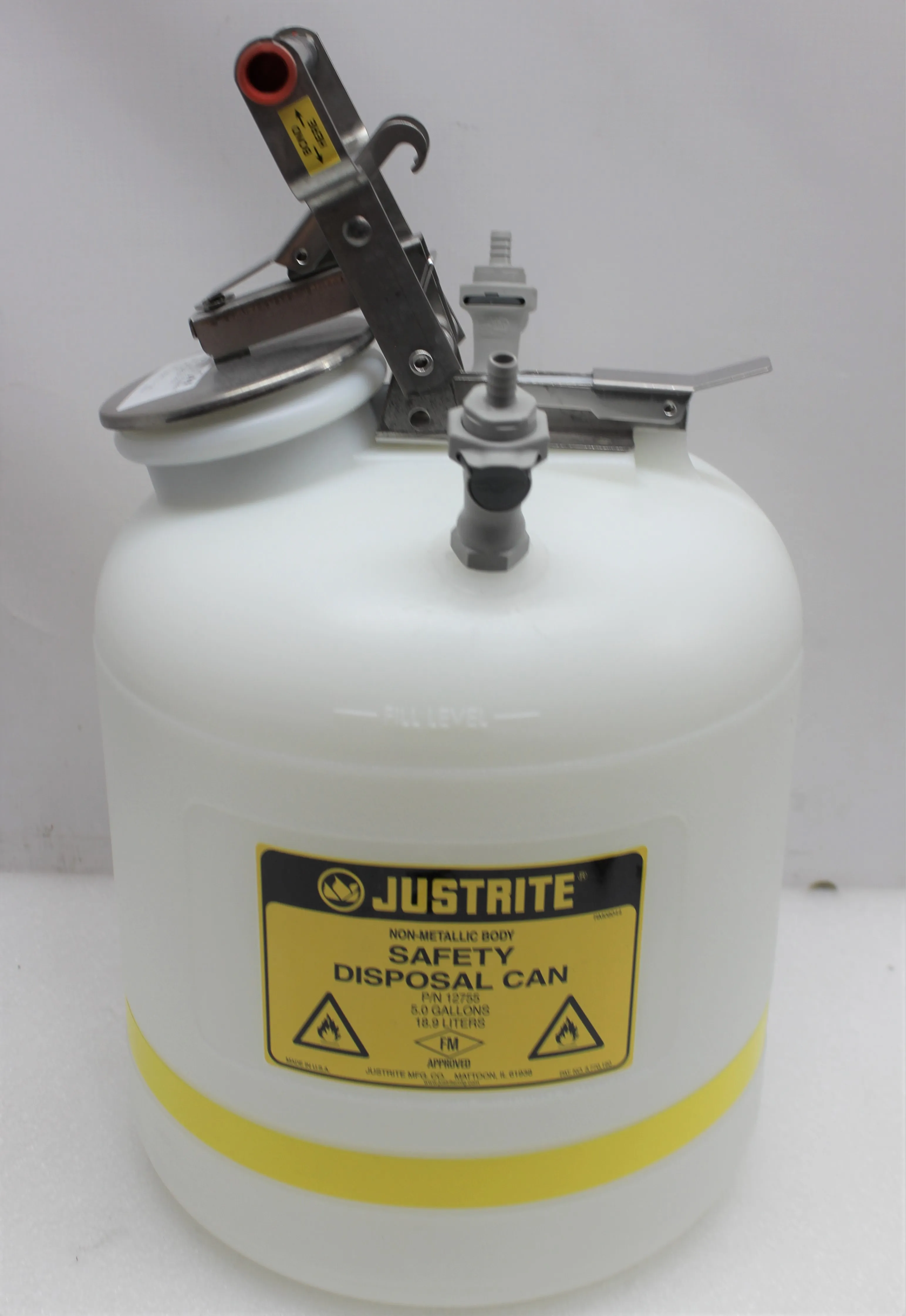 Justrite 12755 Laboratory Waste Management System 5 Gallon Polyethylene Container