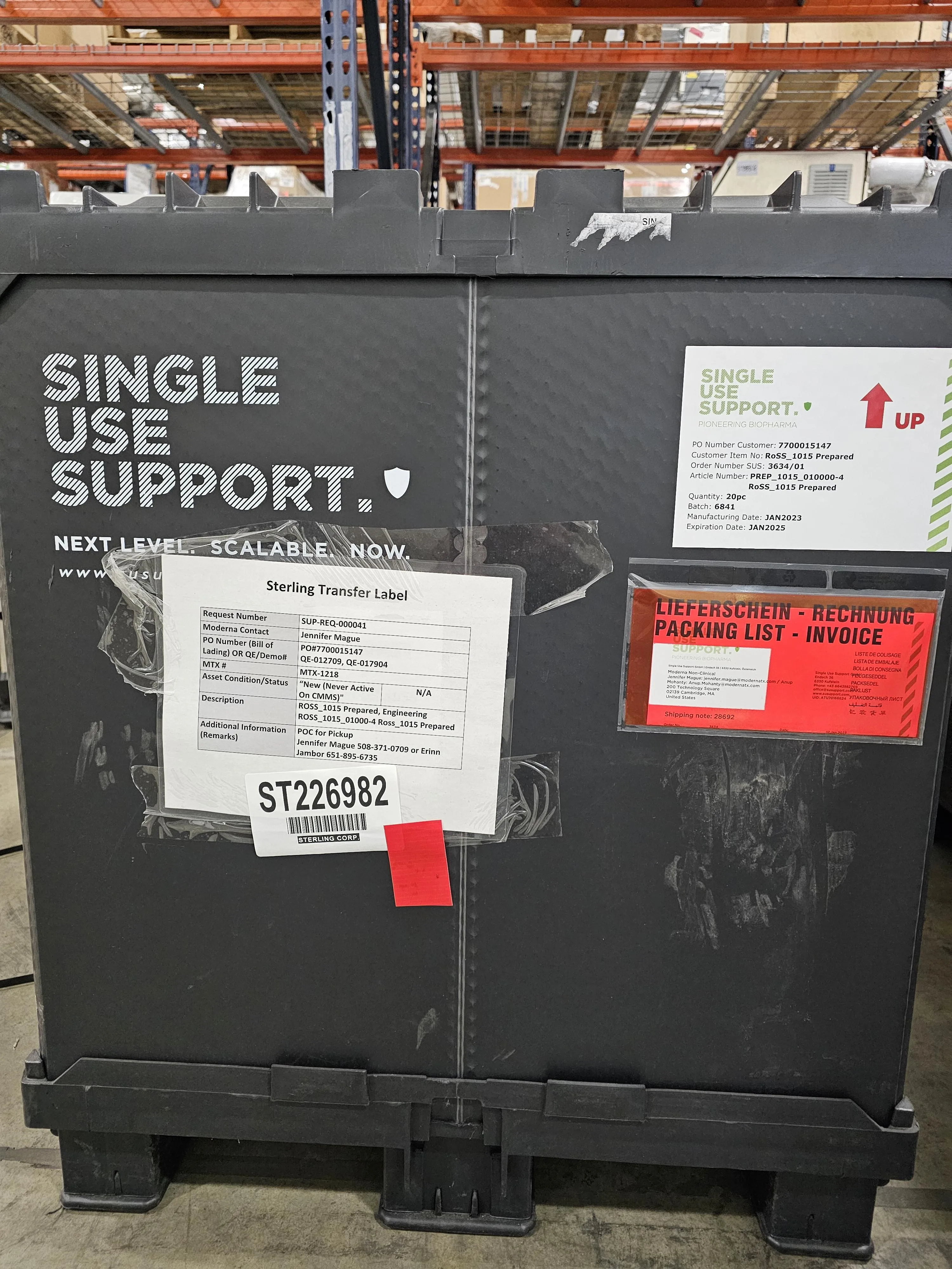 Single Use Support RoSS_1015 Prepared Bio container