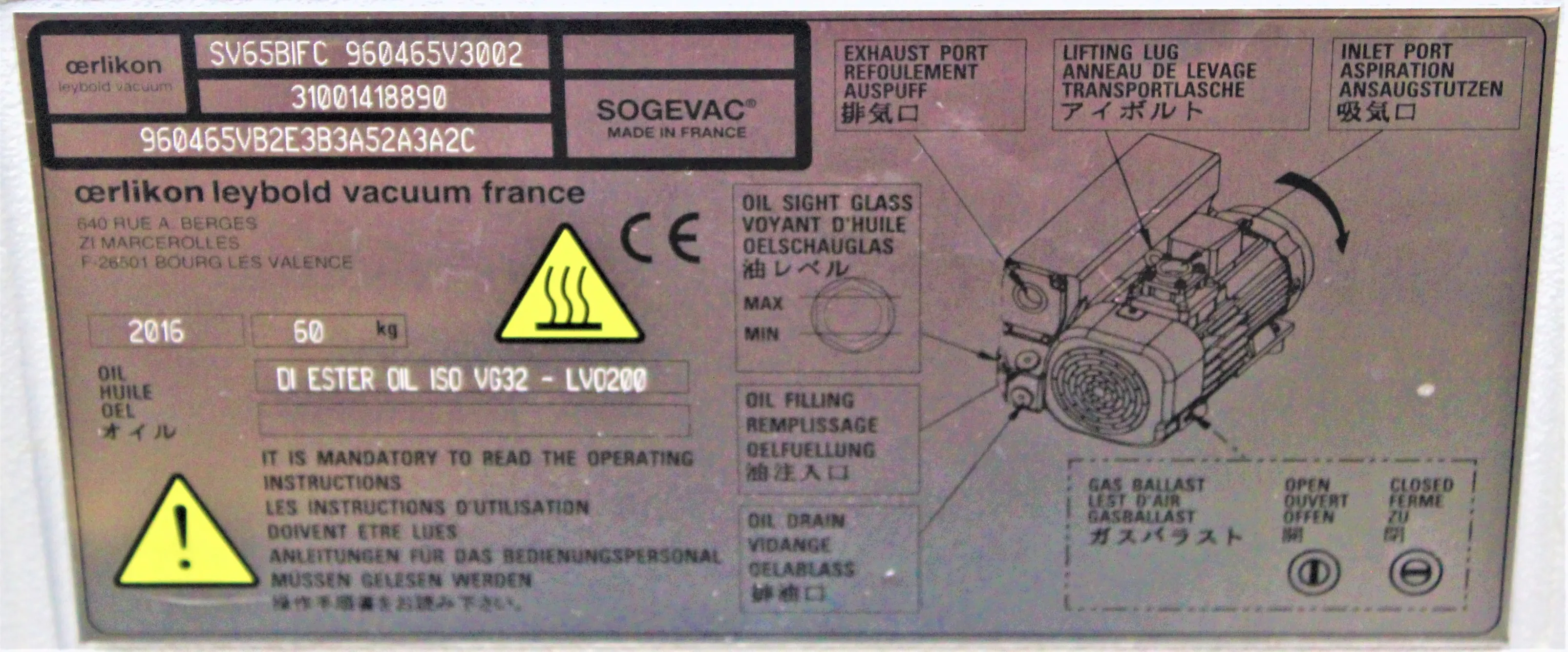 Sogevac SV-65BIFC Vacuum Pump