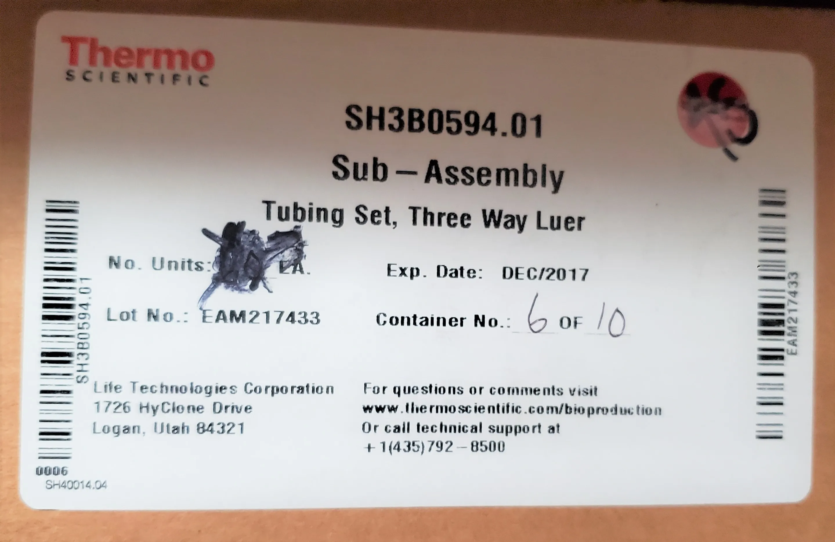 Thermo Scientific SH3B0594.01 Sub-Assembly Tubing Set Three Way Luer Qty 40