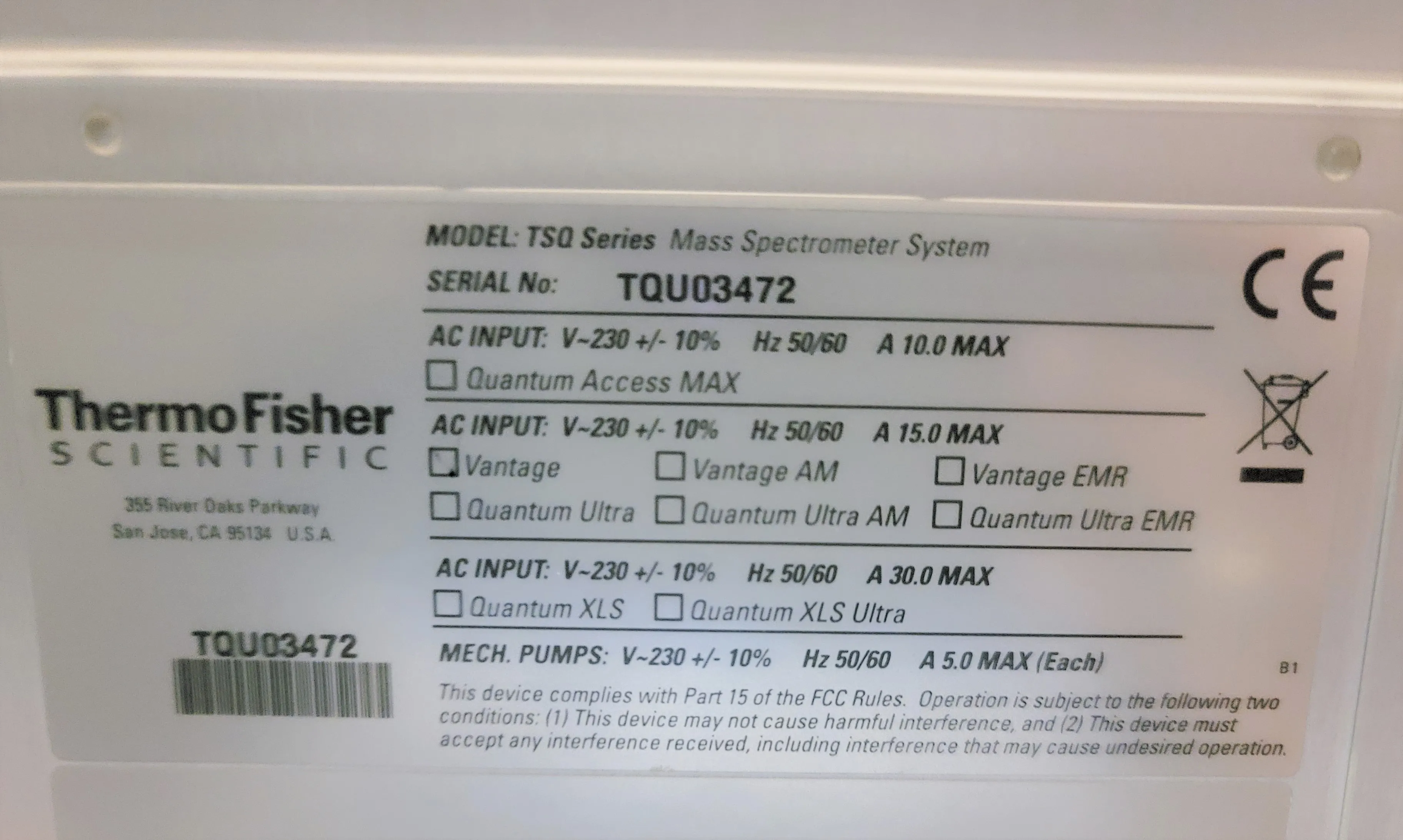 Thermo Scientific TSQ Vantage Mass Spectrometer