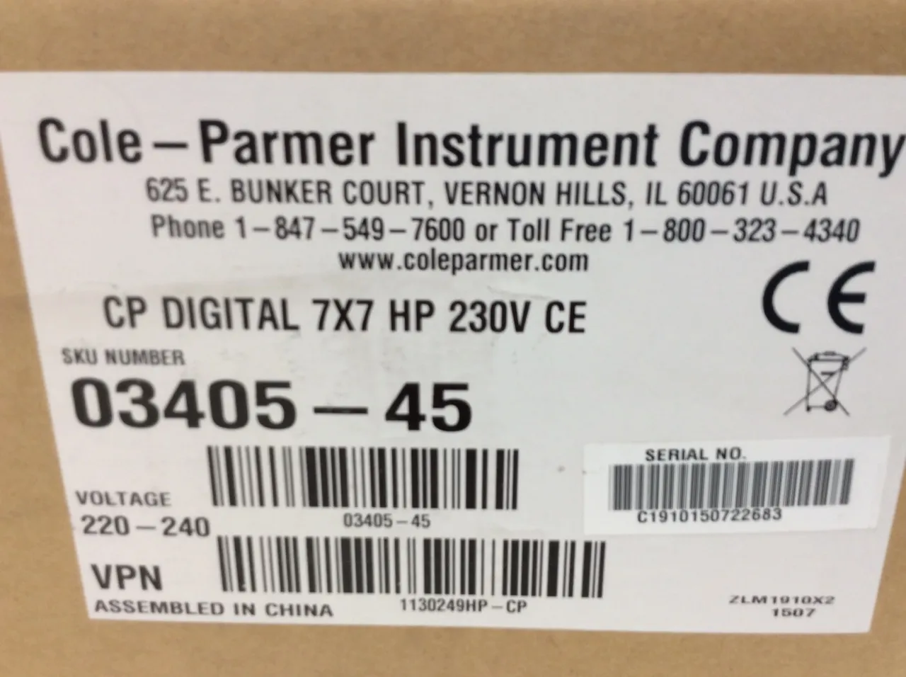 Cole Parmer Stabletemp Cat.03405-45 Laboratory Pharma Equipment