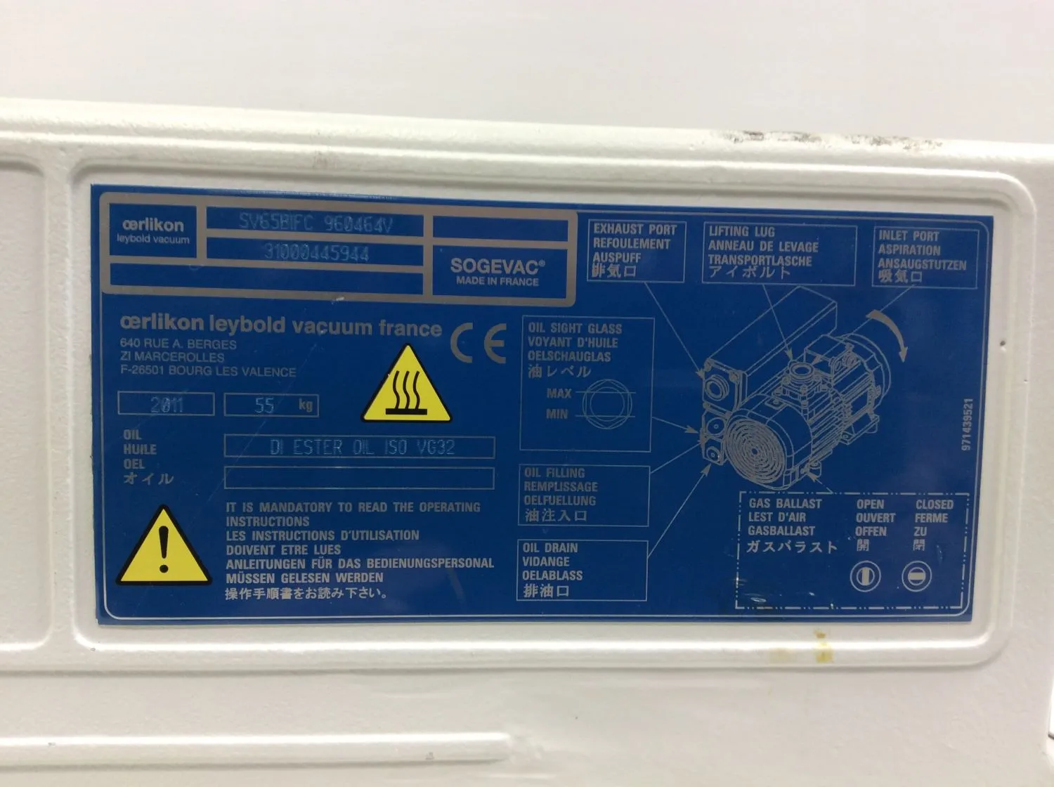 Sogevac SV 40/65 BIFC Vacuum Pump