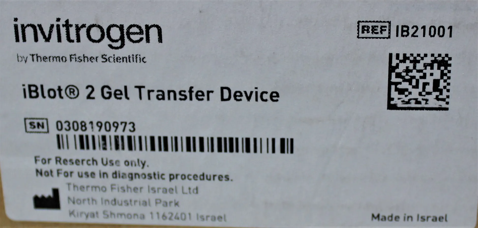 Invitrogen iBlot 2 Gel Transfer Device IB21001 Lab Equipment