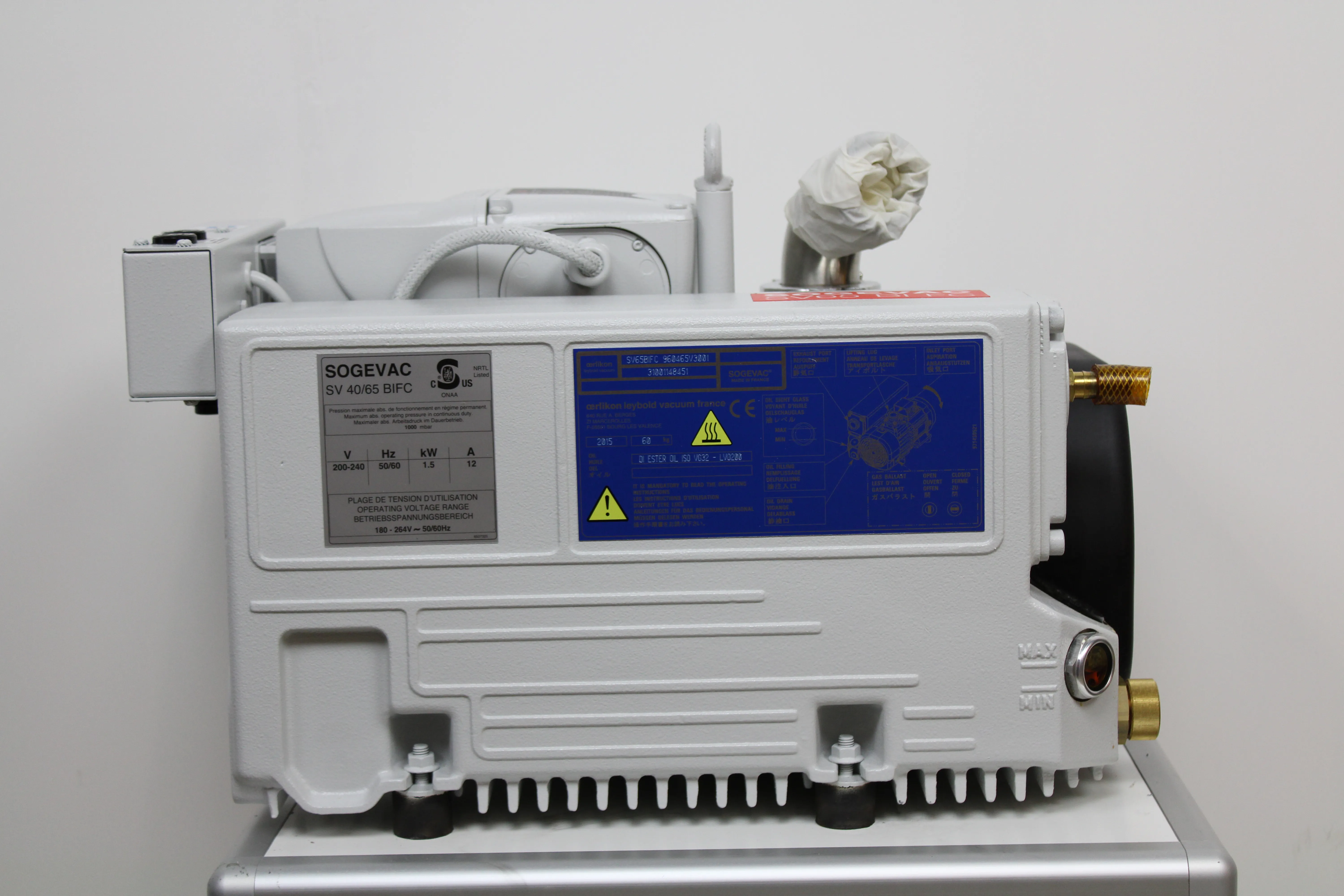 Leybold Sogevac SV65BIFC 960465V013001 Vacuum Pump 230V 50Hz/60Hz Used - 30-Day Warranty