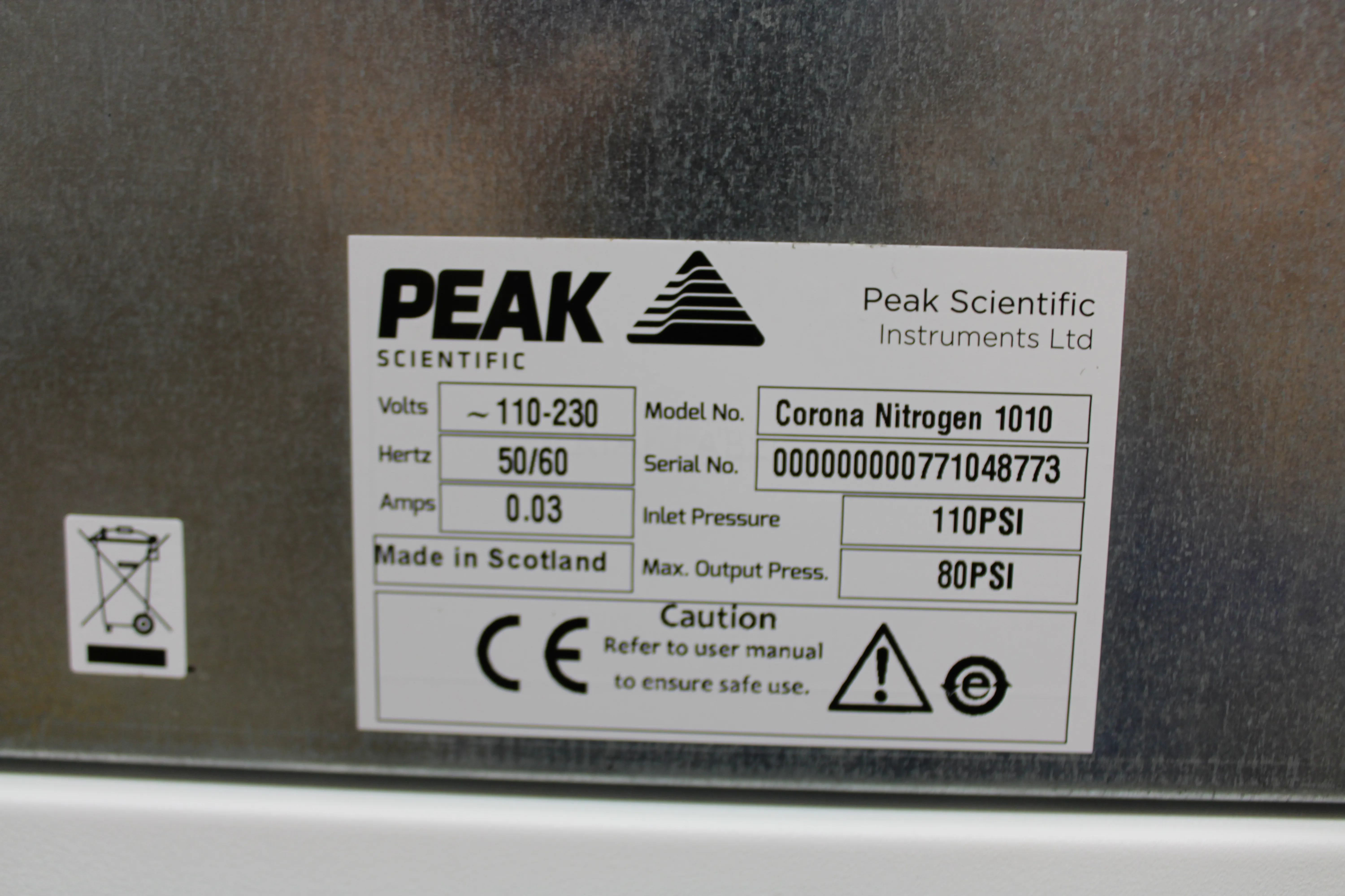 Peak Scientific Corona Air Compressor & Nitrogen Generator