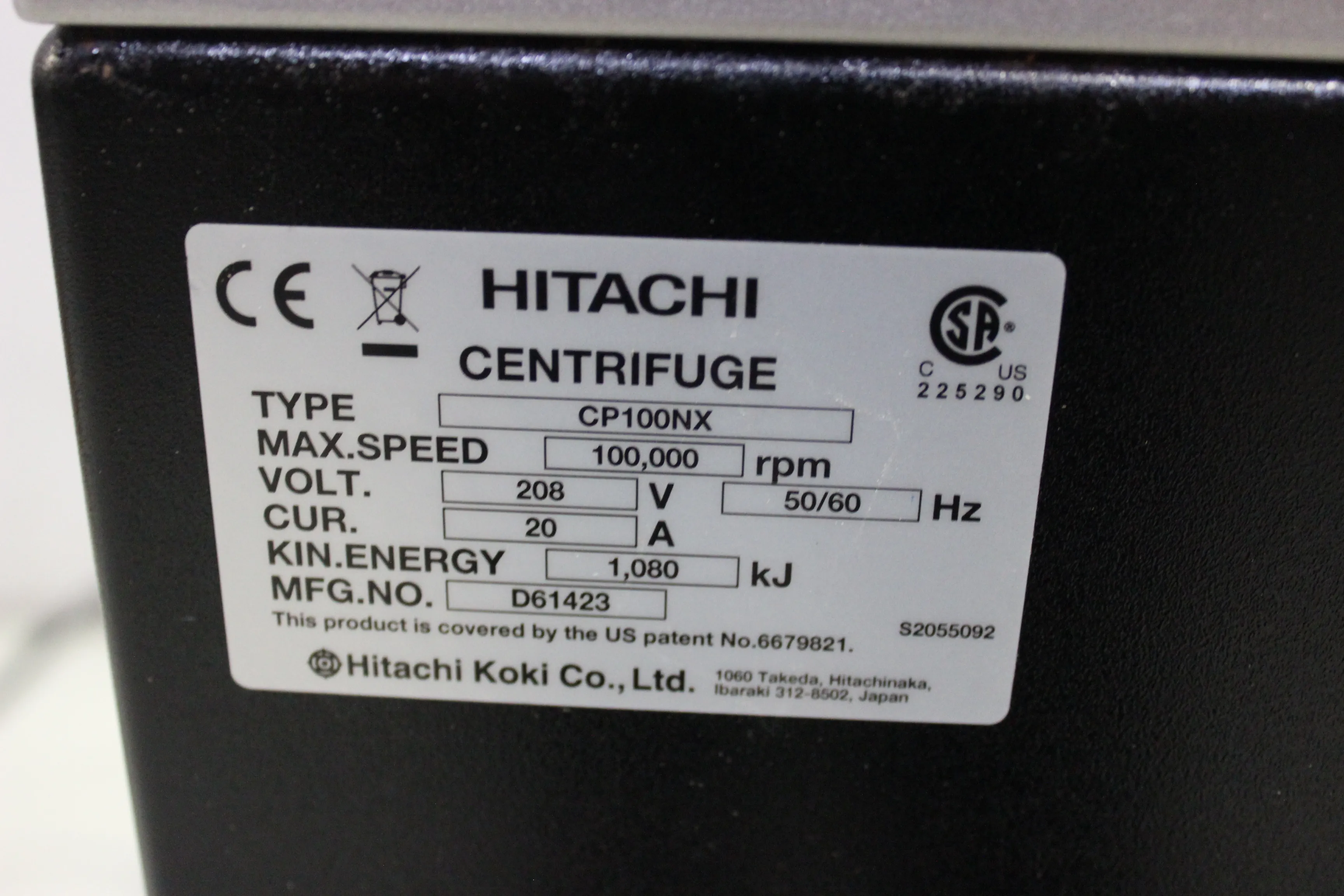 Hitachi CP100NX Ultracentrifuge with P32ZT-0033 Rotor