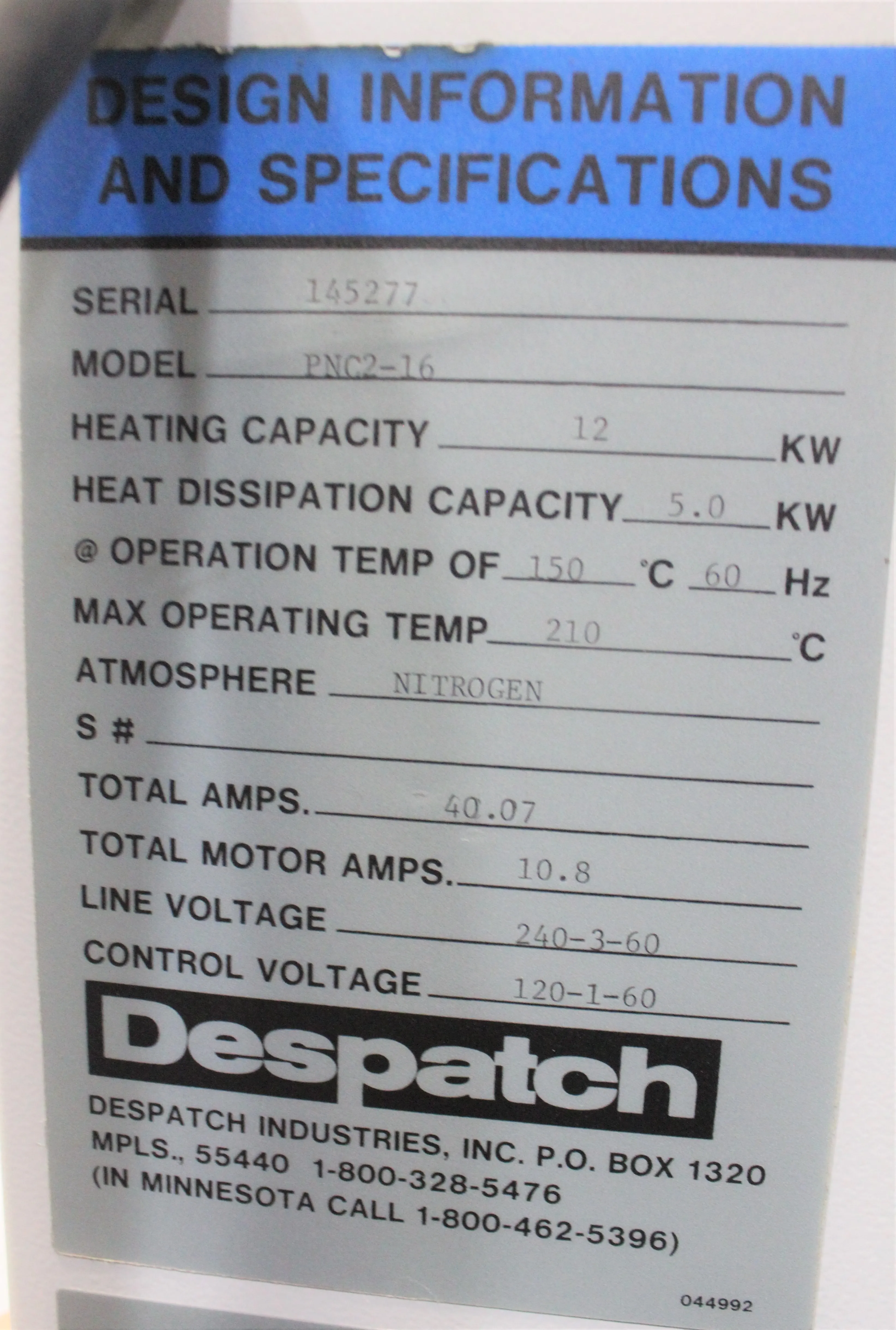 Despatch PNC-16 Burn-In Laboratory Oven