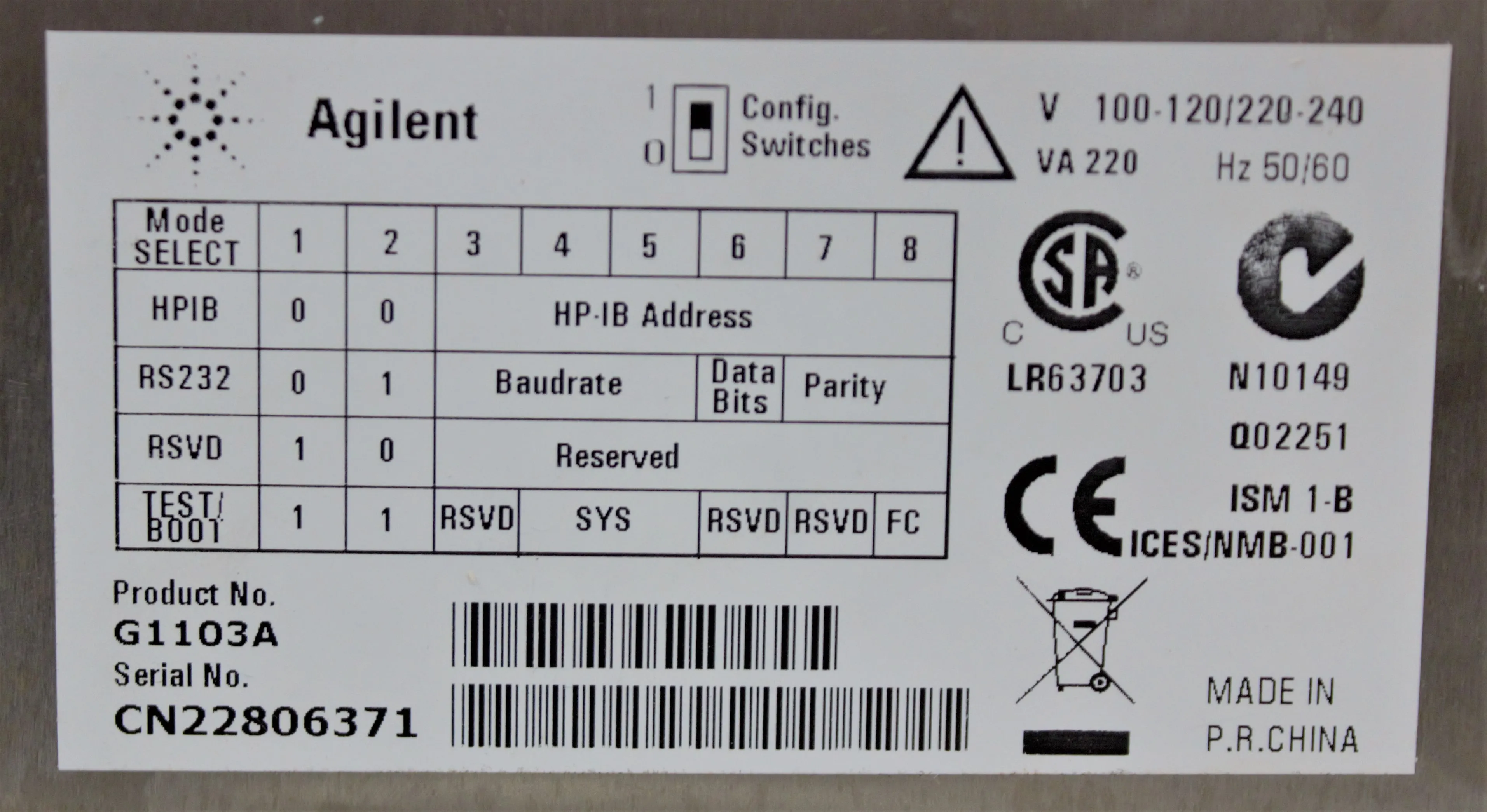 Agilent 8453 UV-Visible Spectrophotometer with 8VS Peristaltic Pump