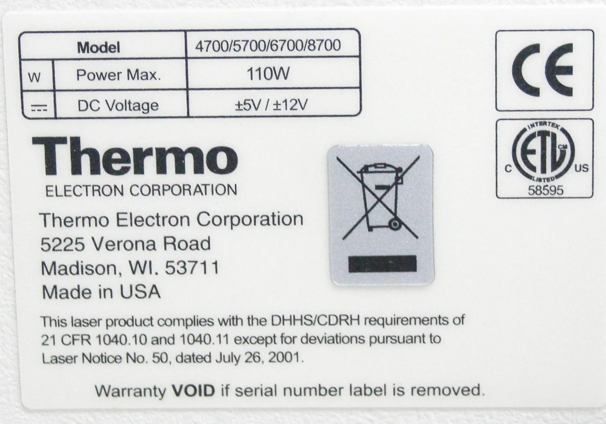 Thermo Electron Nicolet 6700 FT-IR Spectrometer