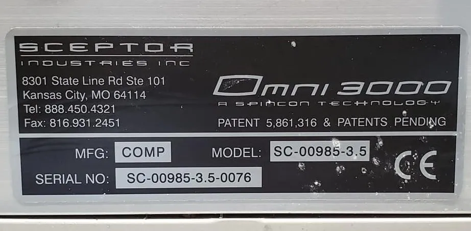 Sceptor Omni 3000 SC-00985-3.5 Air Sampler High-Efficiency Wet Concentrating