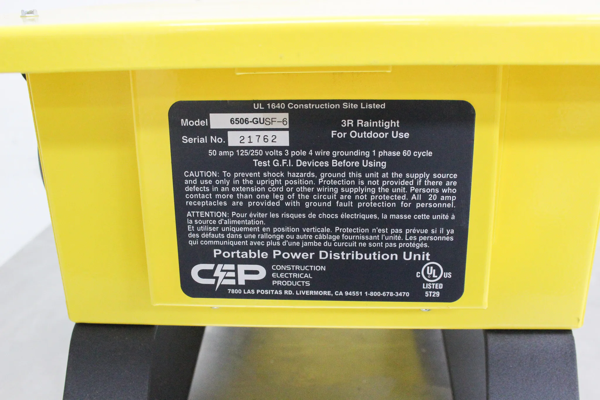 CEP Portable Power Distribution Unit Outdoor Temp Power Box Model 6506-GU