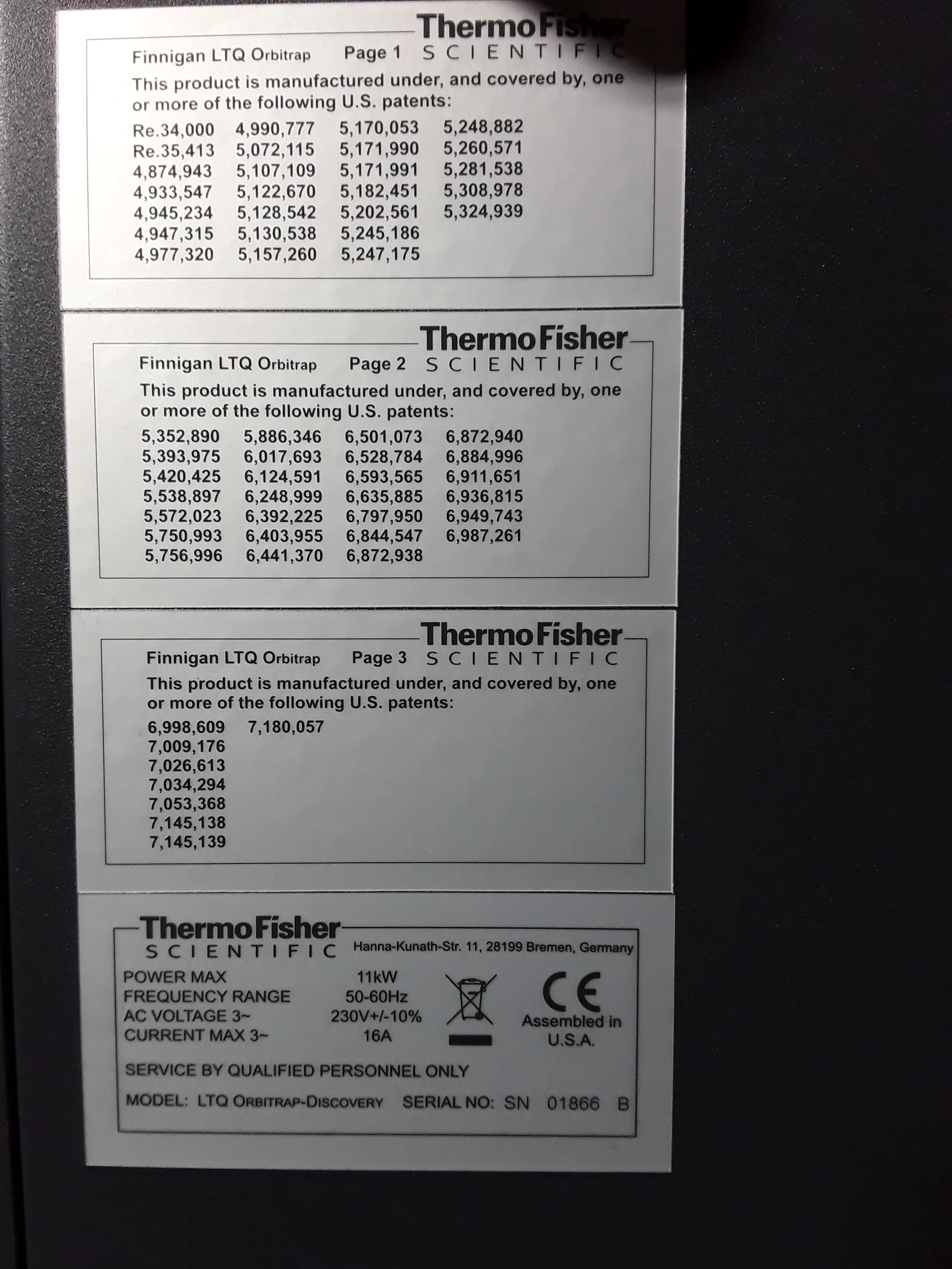 Thermo Fisher LTQ Orbitrap Discovery & LTQ XL Mass Spectrometer