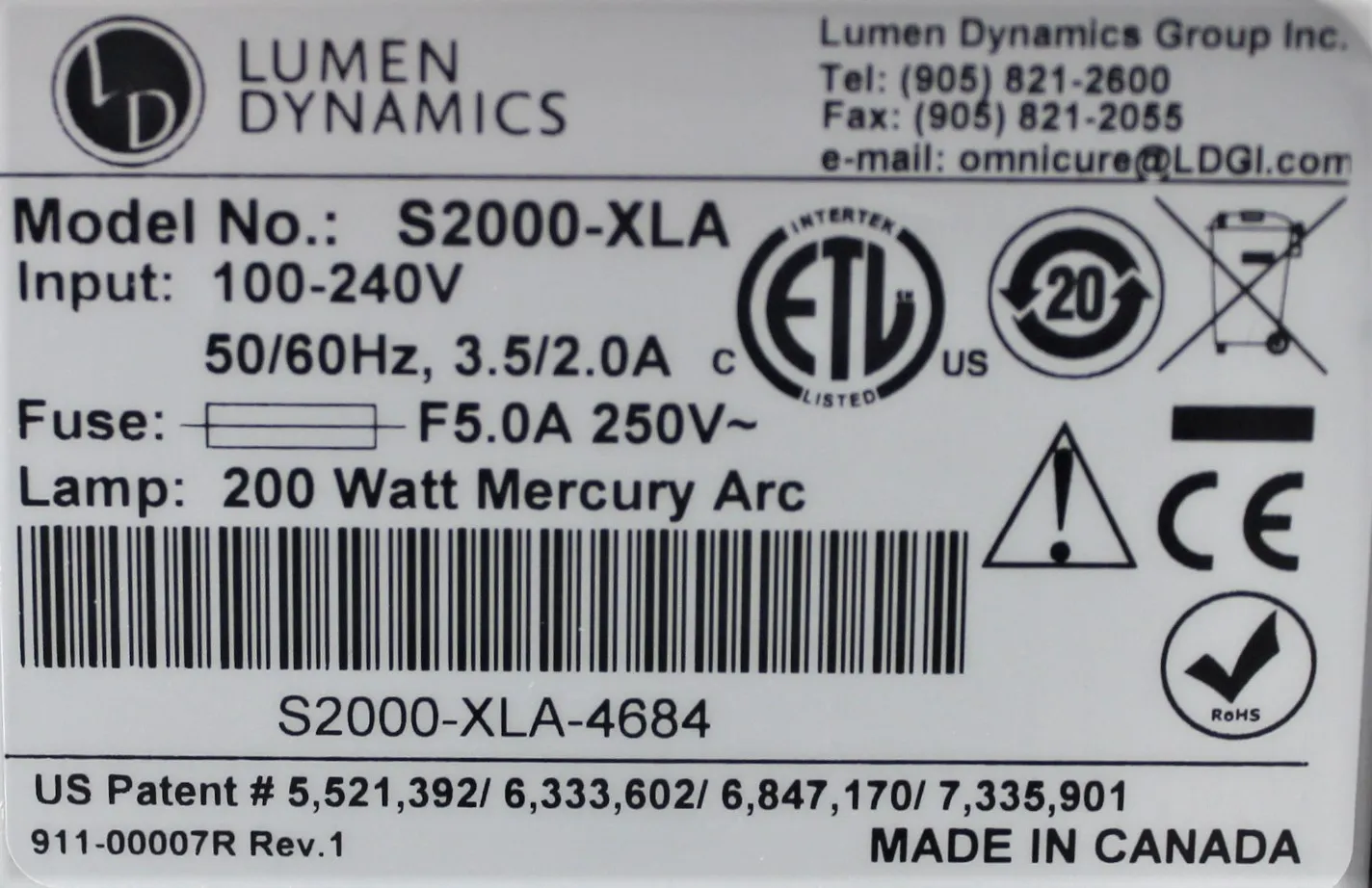 Excelitas Technology OmniCure S2000-XLA UV Curing Lamp