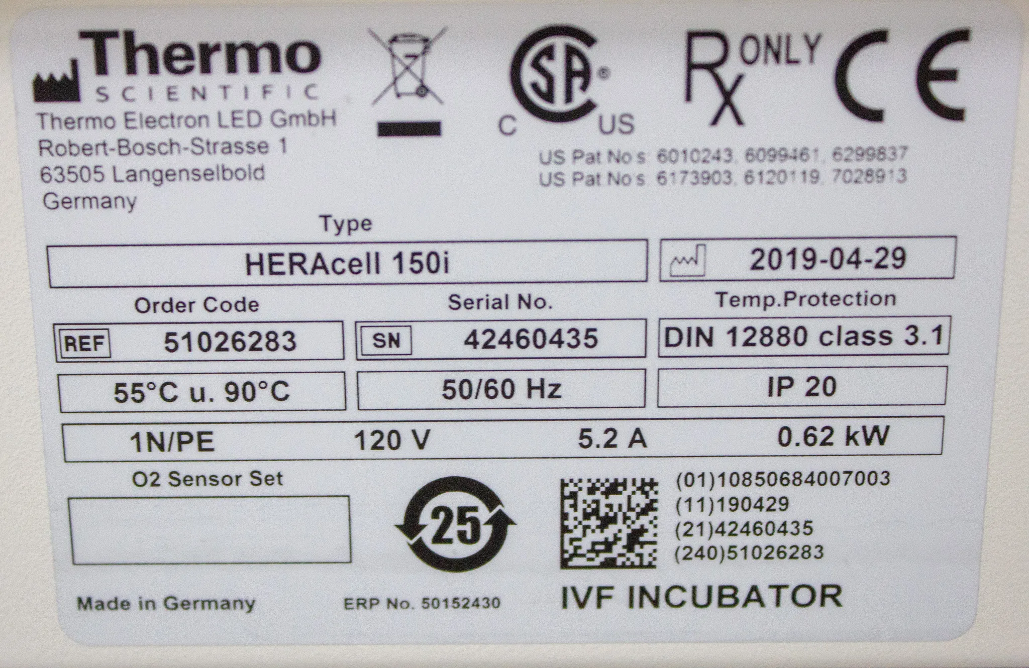 Thermo Heracell 150i Double Stack 150L Dual Chamber CO2 Incubator 51026283