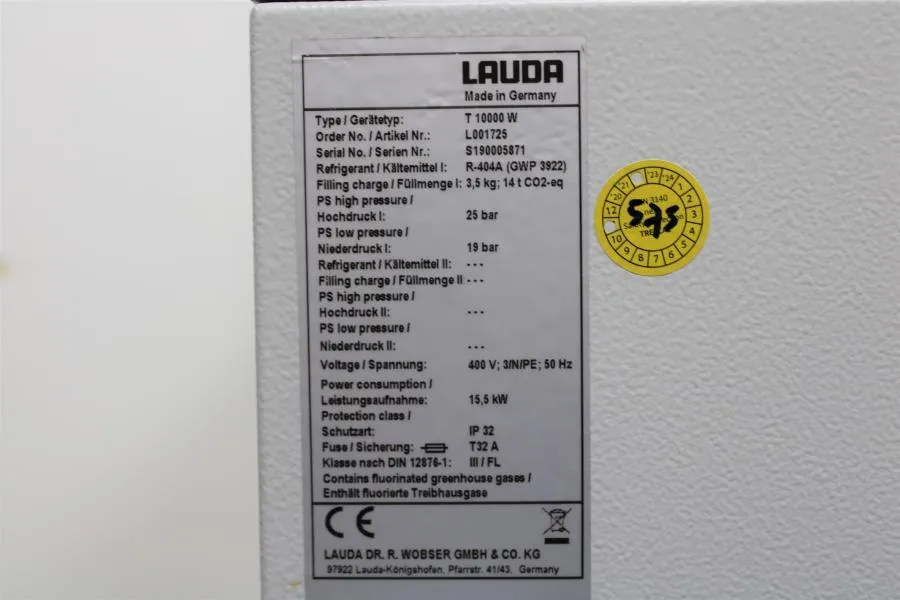 Lauda T10000W Art Nr:L001725-Heating and cooling As-is, CLEARANCE!