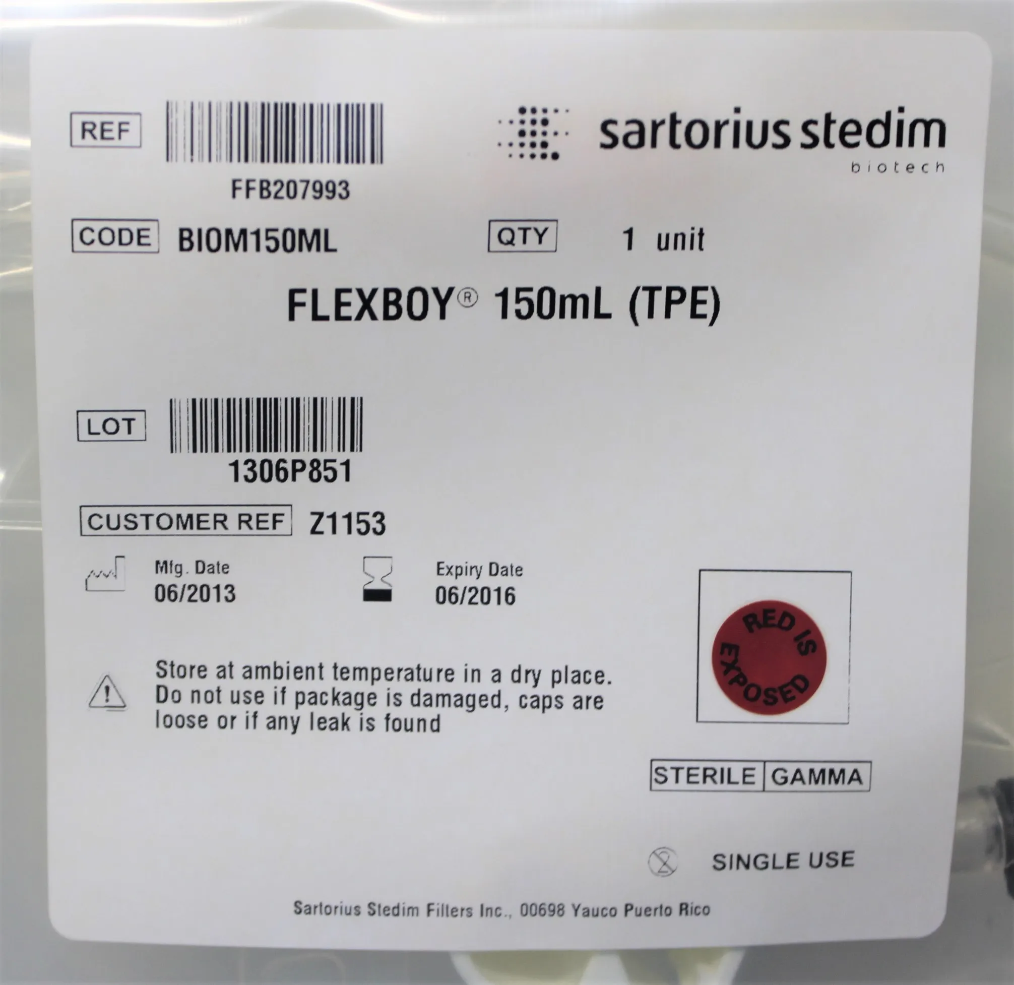 Sartorius Flexboy Bioprocessing Bags 150mL Pack of 50