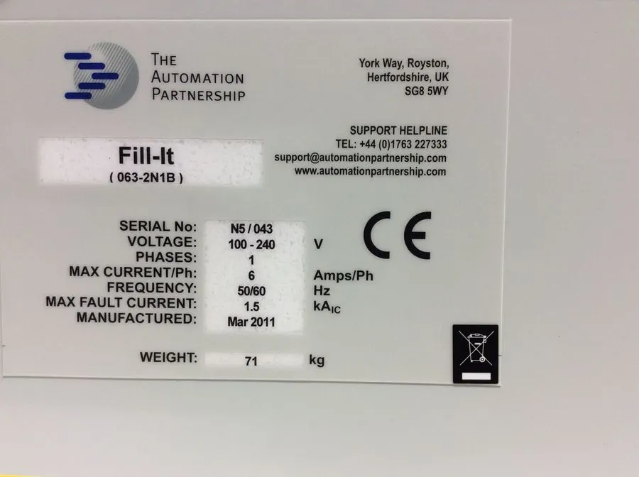 The Automation Partnership Fill-It48-way Benchtop Automated Dispensing System