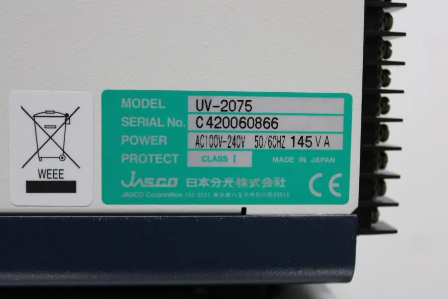 JASCO HPLC SYSTEM includes:RI-2031,UV-2075,PU-2089,LC-NET II/ADC,Manual Injector