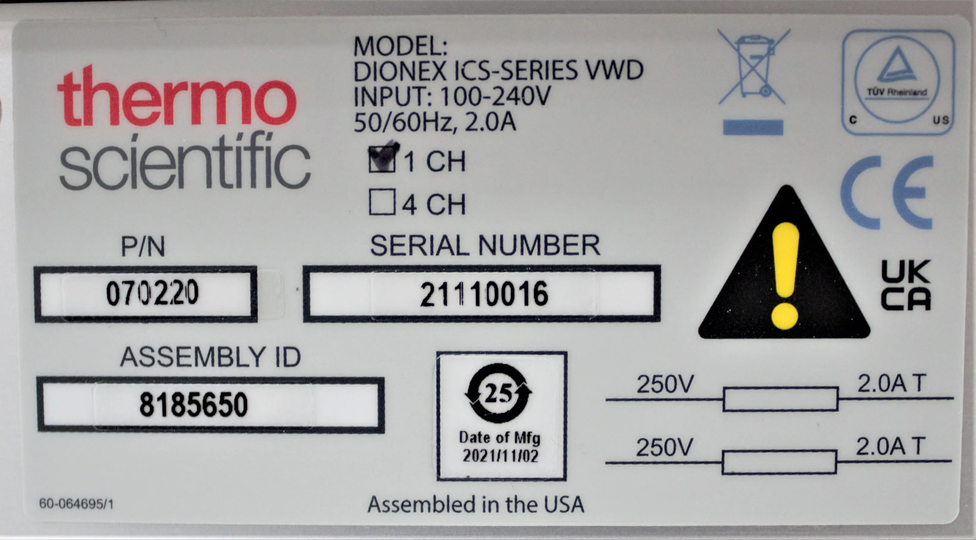 Thermo Scientific Dionex ICS Series Variable Wavelength Detector (Dionex VWD) - Used Laboratory Equipment