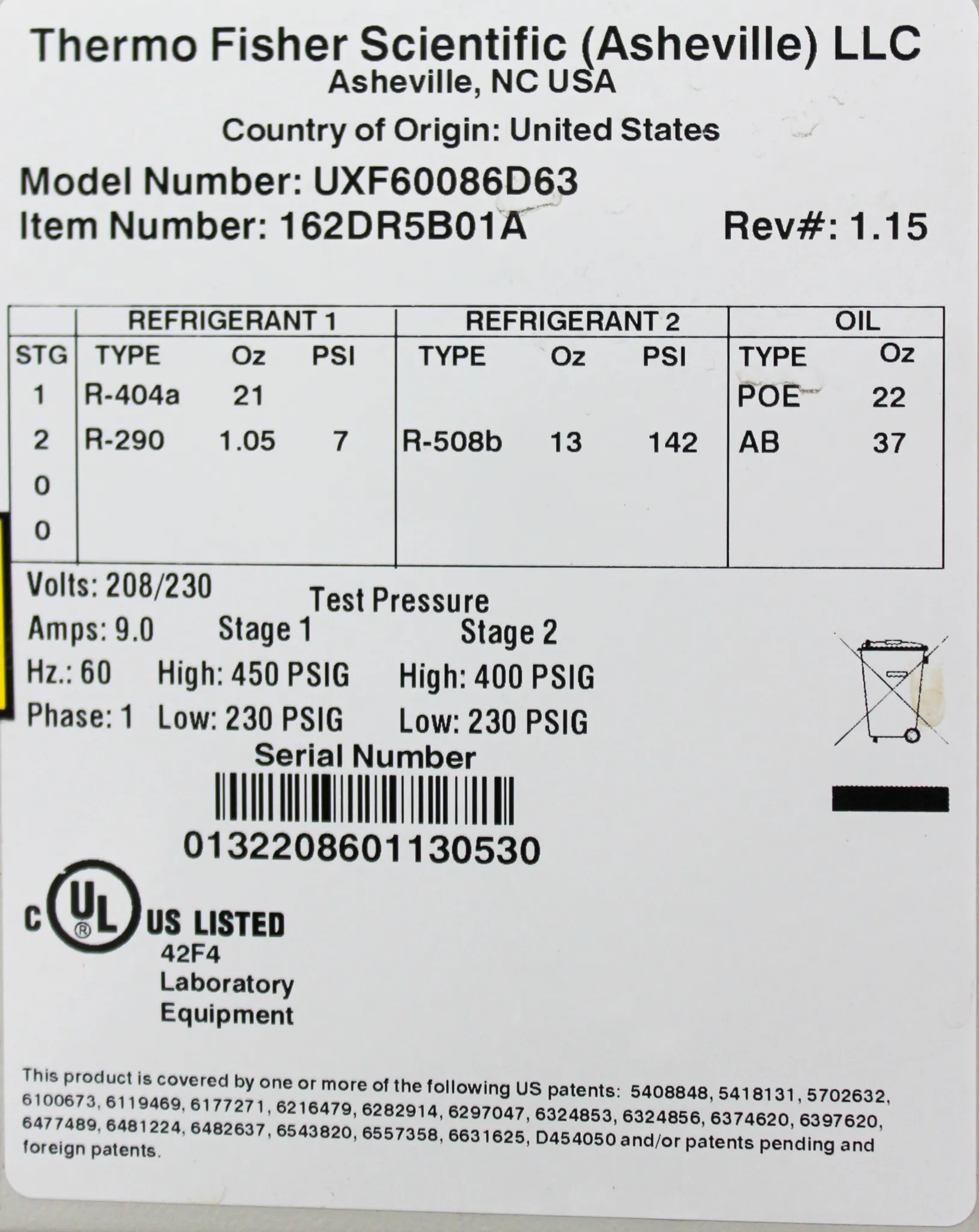 Thermo Scientific Revco UxF -86C Upright Ultra-Low Temperature Freezers UXF60086D63