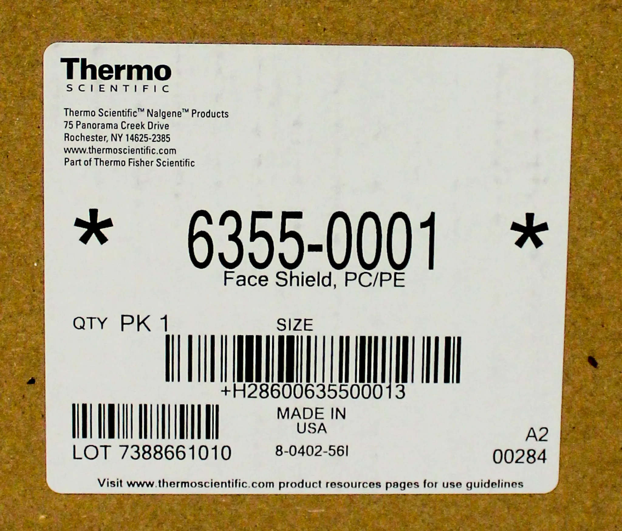 Thermo Scientific Nalgene Face Shield Set 6355-0001