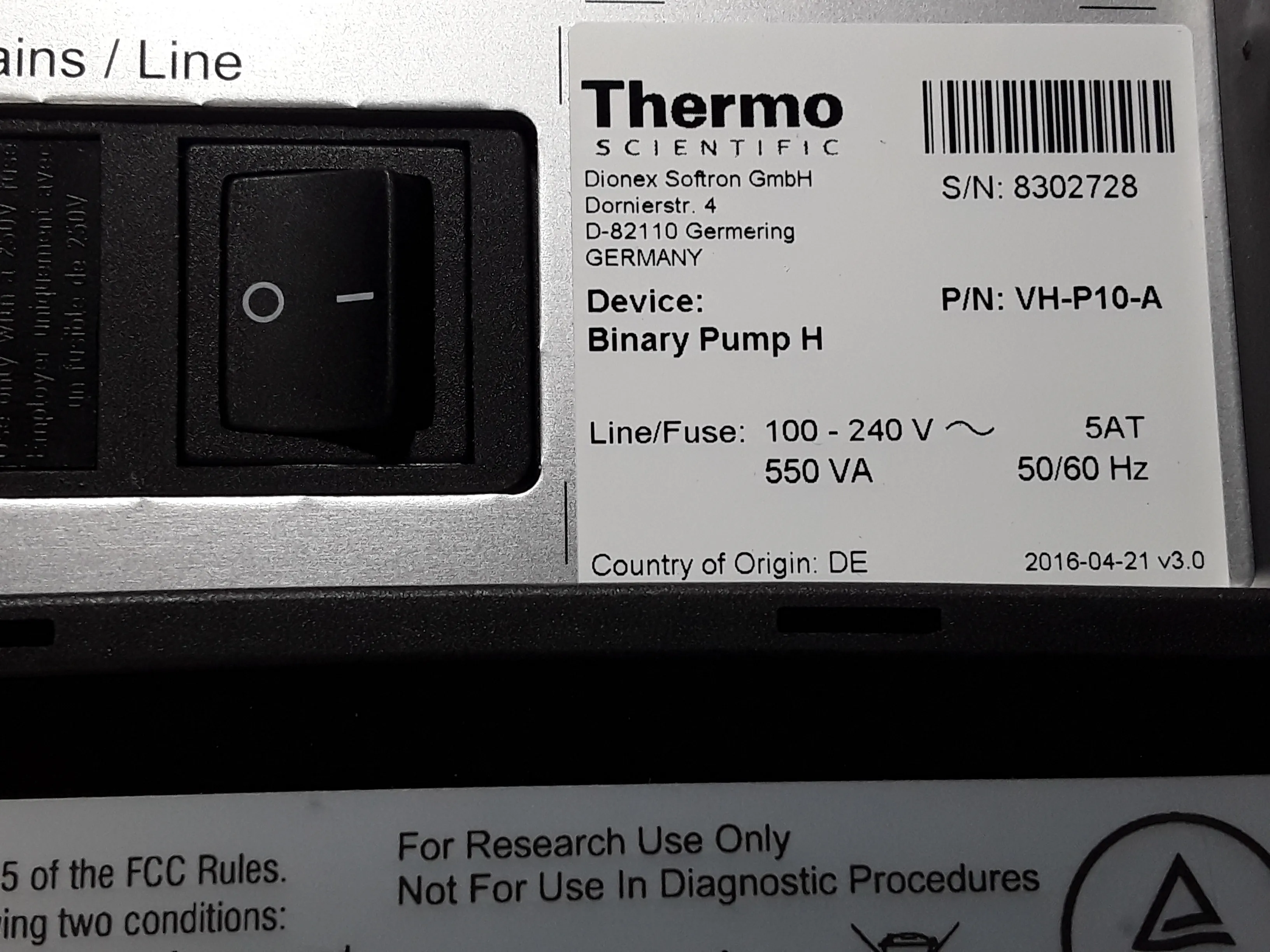 Thermo Fisher VH-P10-A Used Binary Pump HPLC/FPLC