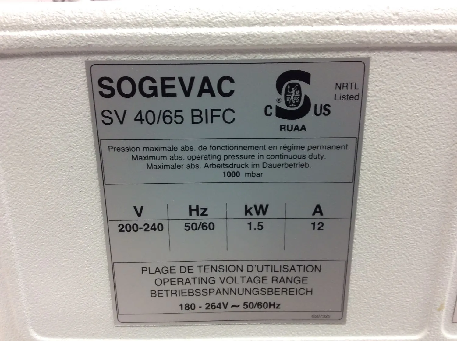 Sogevac SV65 BI FC Vacuum Pump