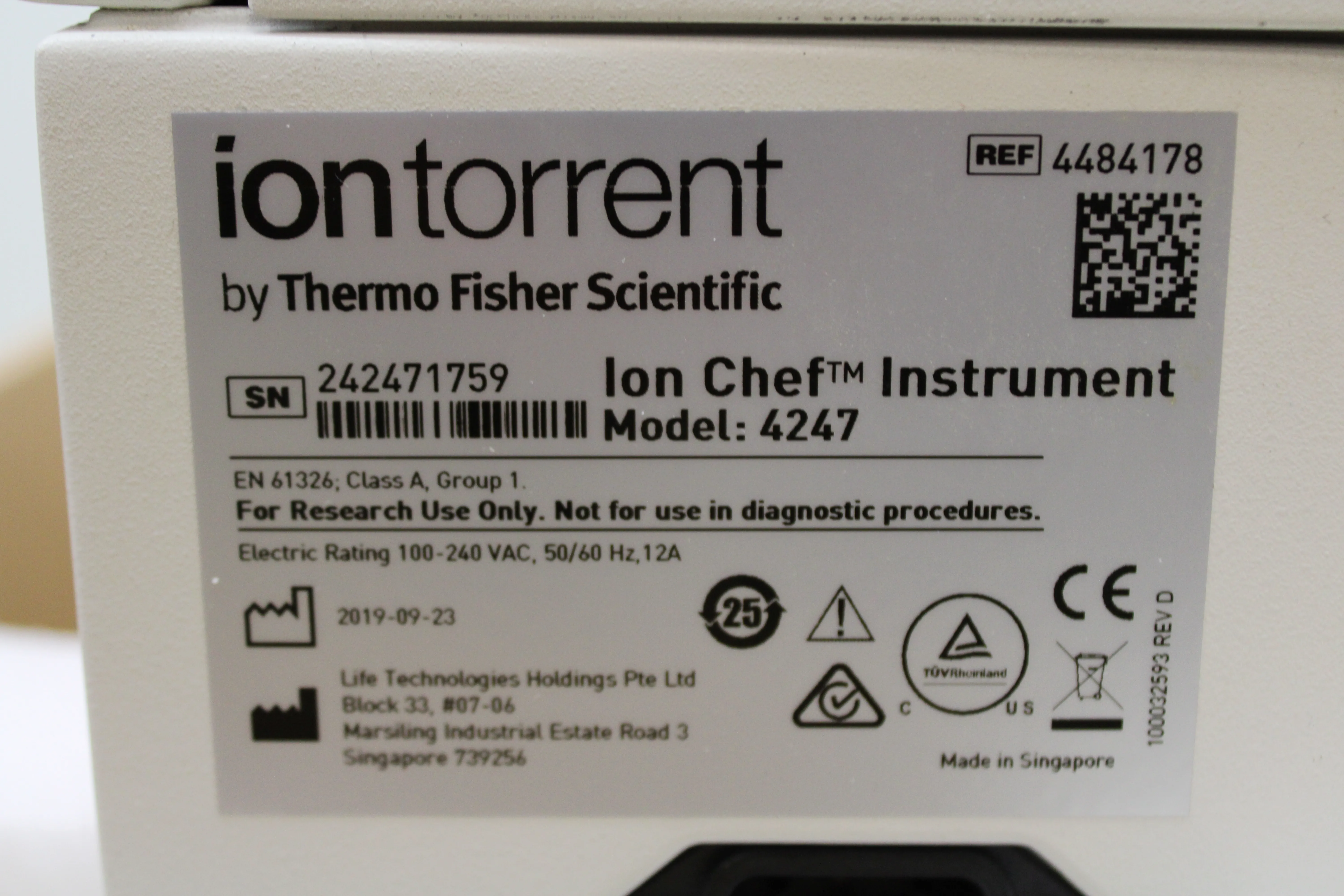 Ion Torrent Ion Chef Instrument Model:4247