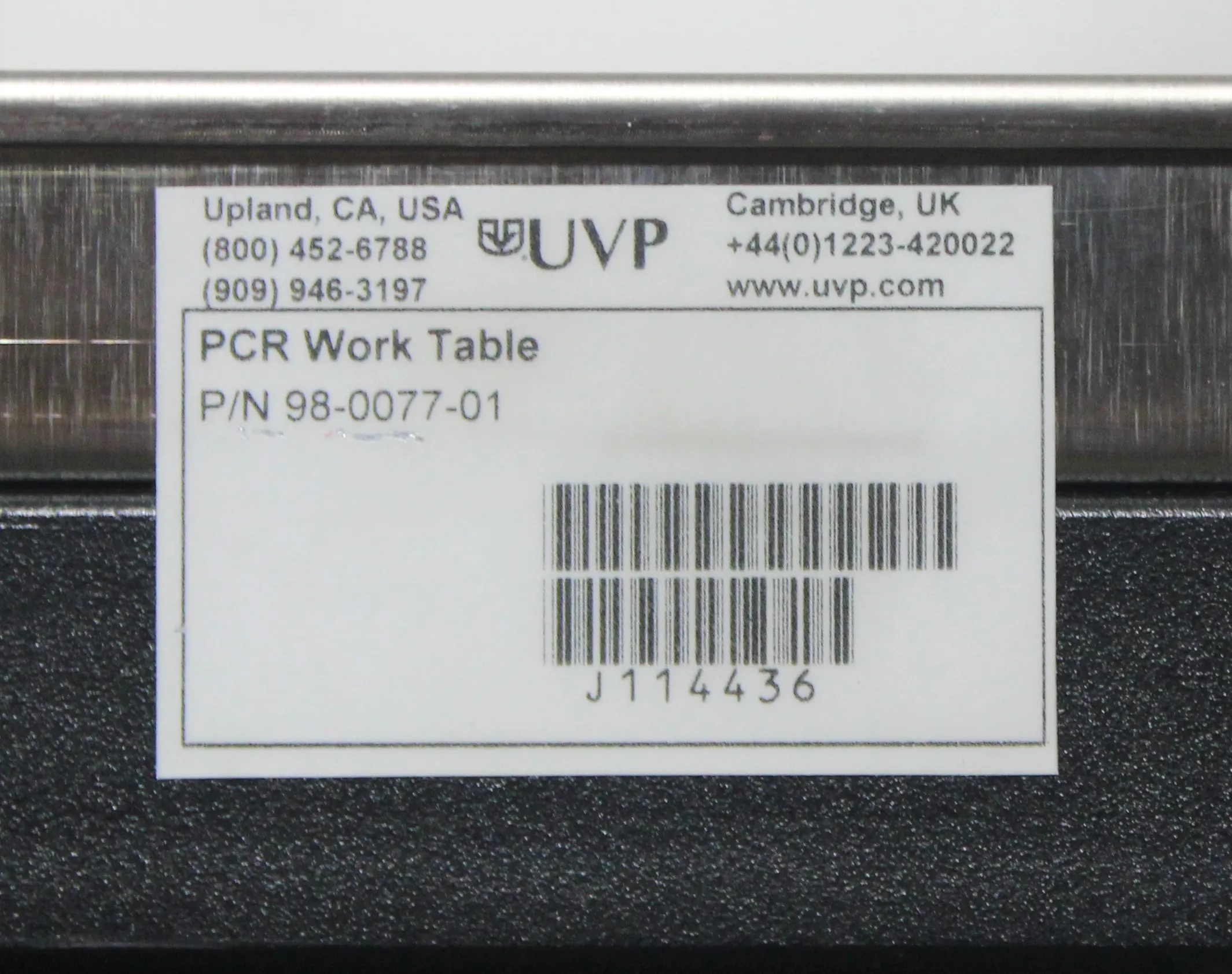 UVP Lab Table with Locking Casters, Stainless Steel Top - 98-0077-01 PCR Cabinet Workstation