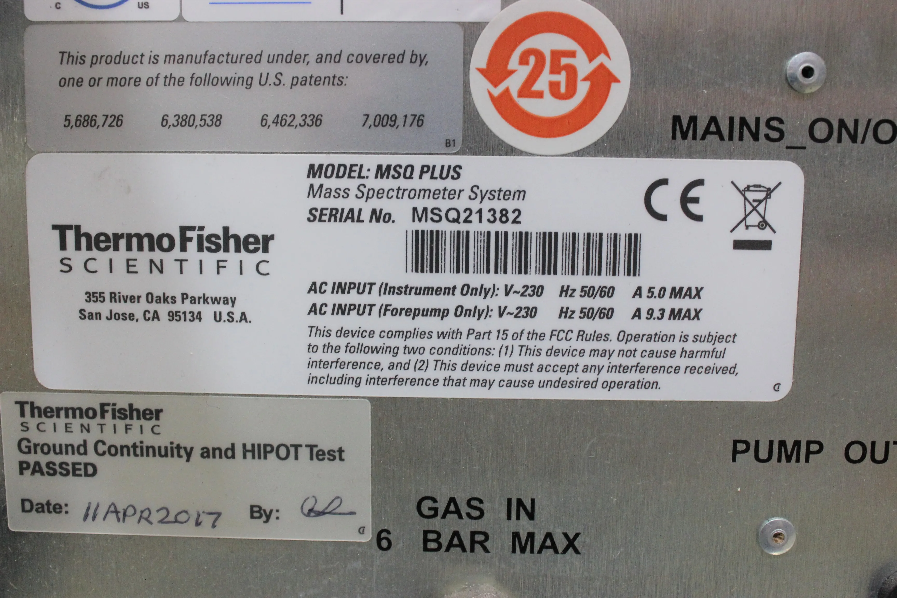 Thermo Fisher MSQ Plus Mass Spectrometer