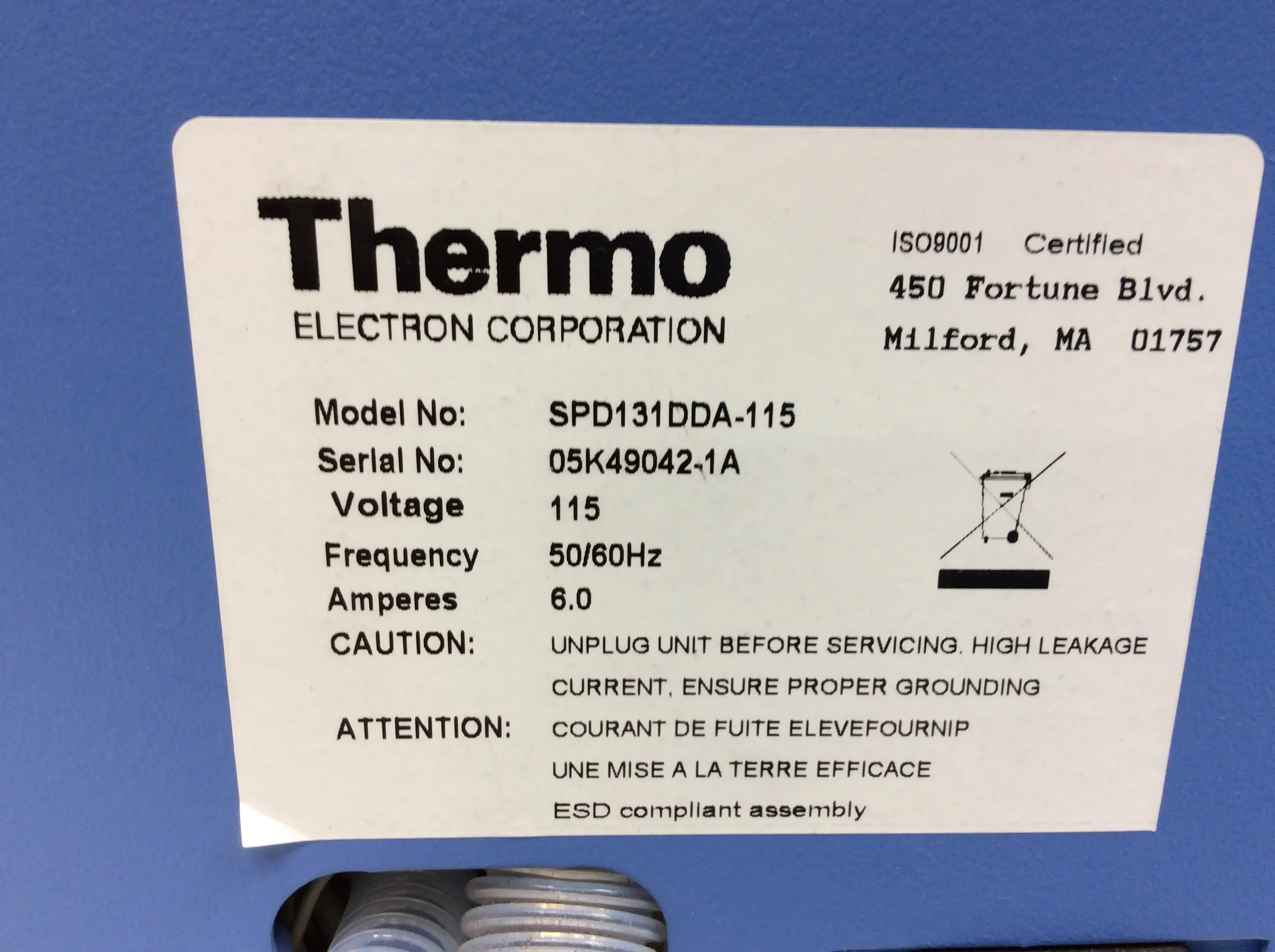 Thermo Fisher Scientific SPD131DDA SpeedVac Concentrator w/Welch 8917 Vacuum Pump