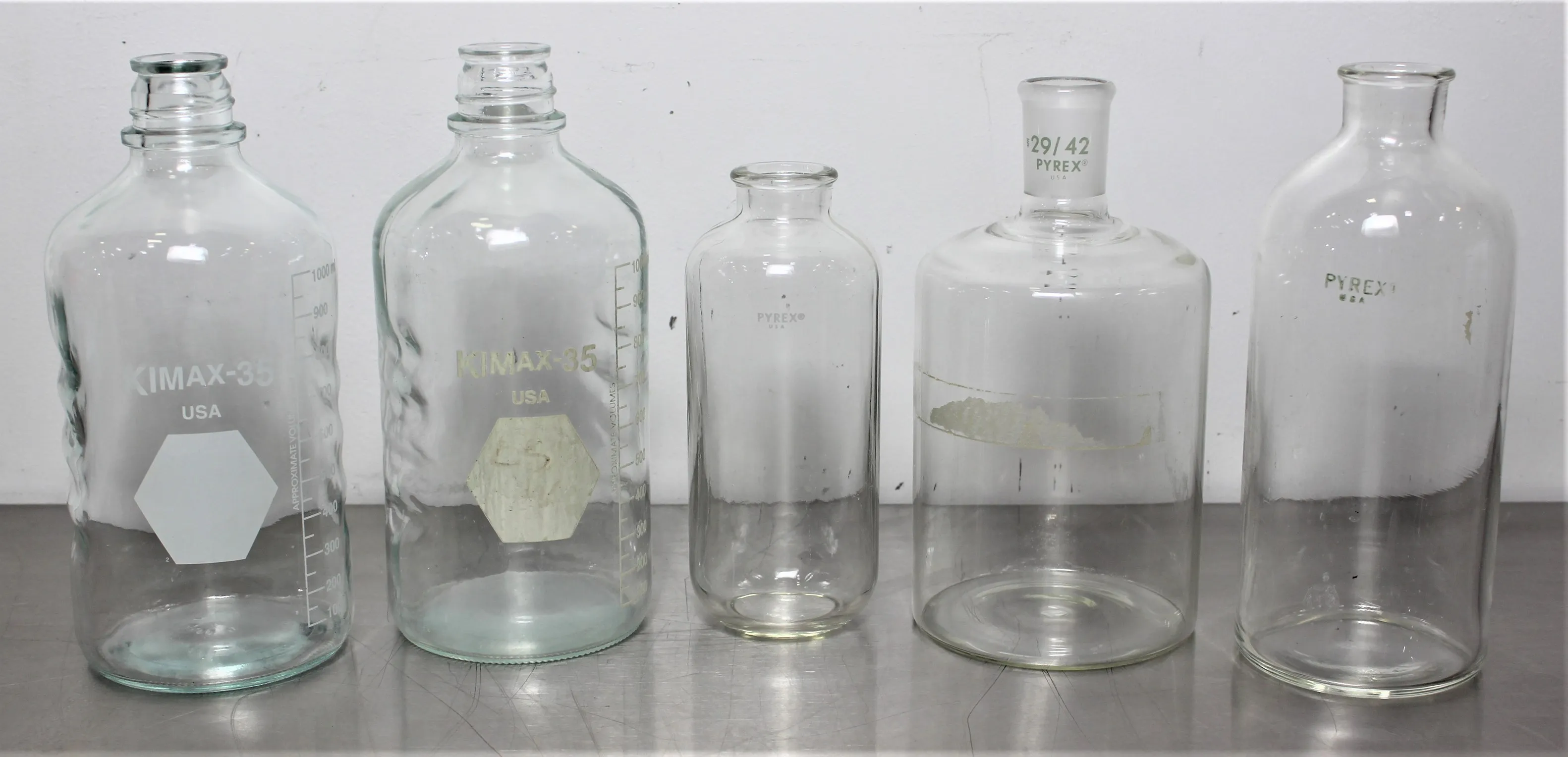 Pyrex Laboratory Glass Flasks Lot of 5 - Used