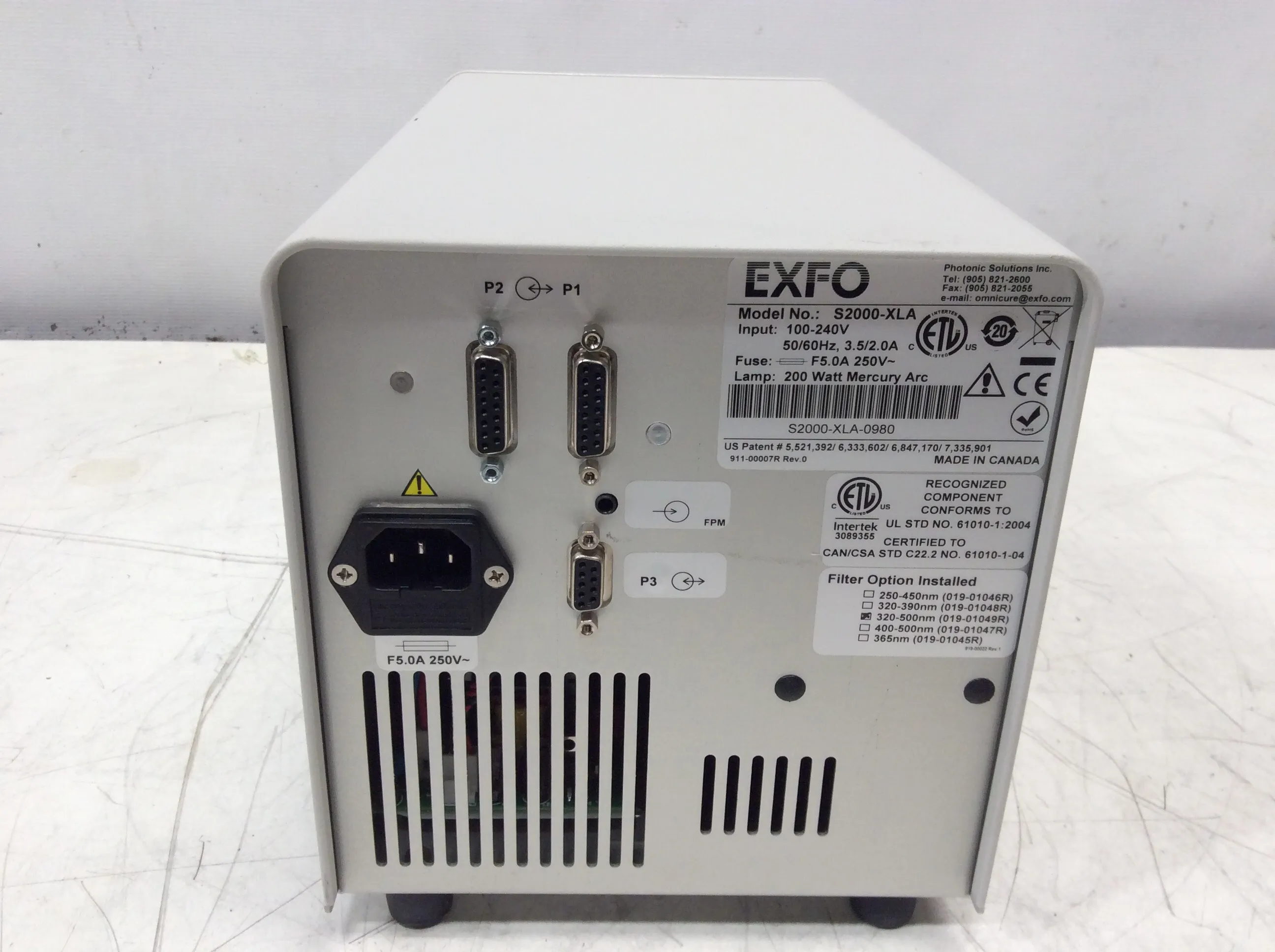 EXFO S2000-XLA OmniCure Spot UV Curing Lamp System 200W