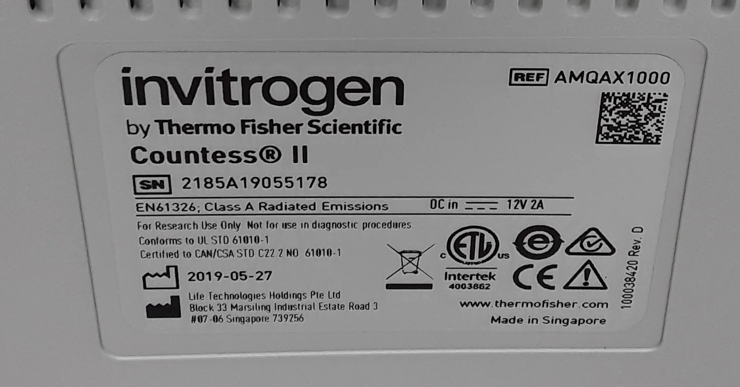 Invitrogen Thermo Fisher Countess II Automated Cell Counter