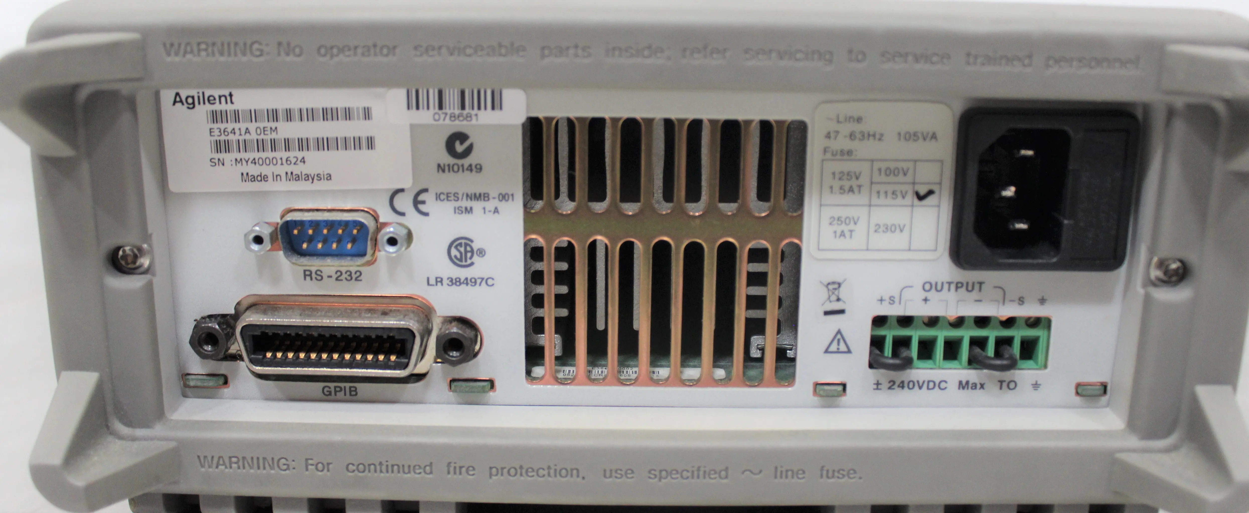 Agilent E3641A Clean Power Supply with Built-in Interfaces