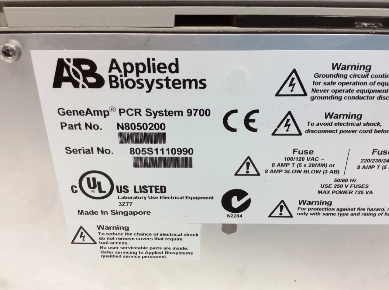 Applied Biosystems GeneAmp PCR System 9700 96 silver