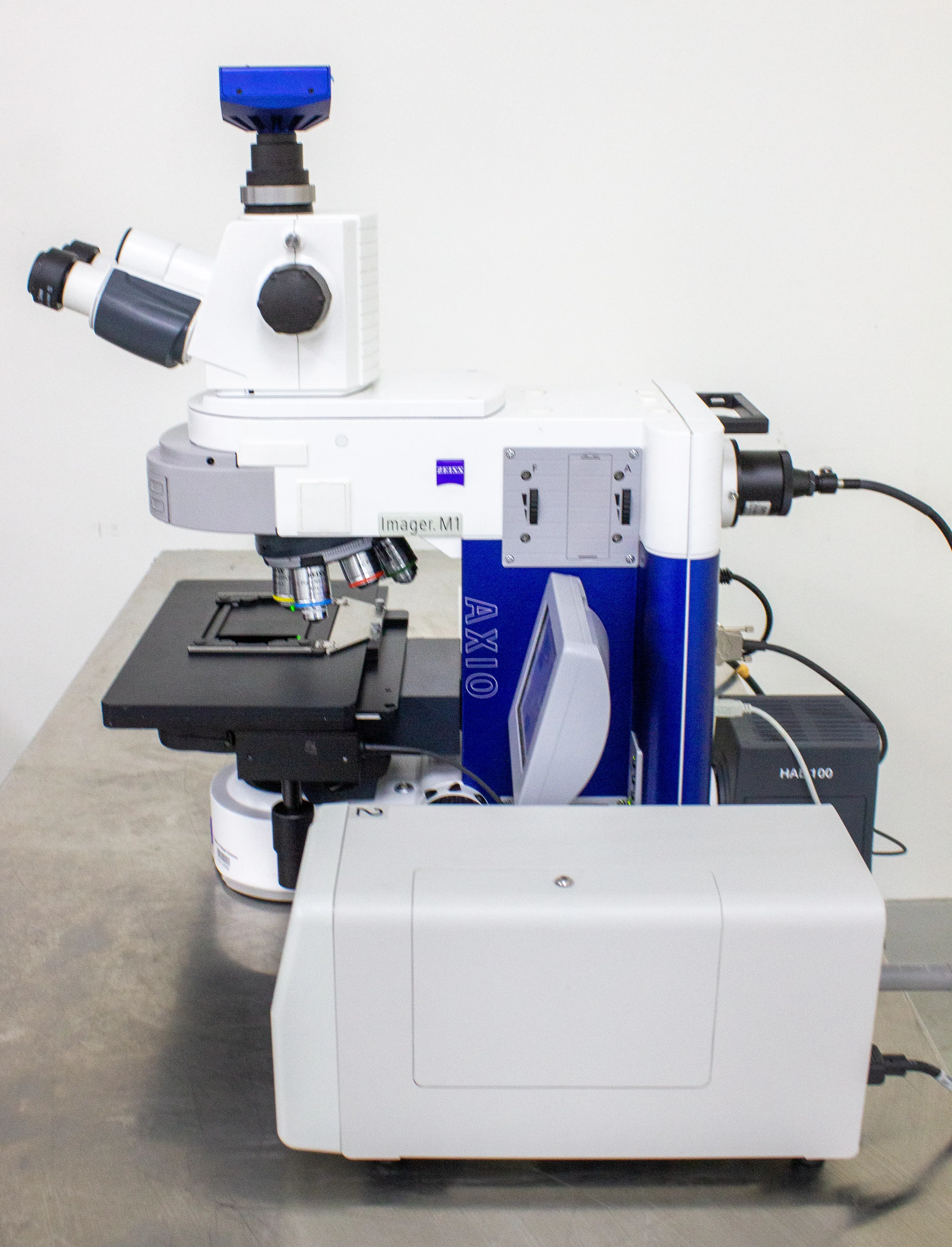 Zeiss Axio Imager M1 Motorized Microscope with Objectives & X-Cite Series 120Q Fluorescence Illuminator