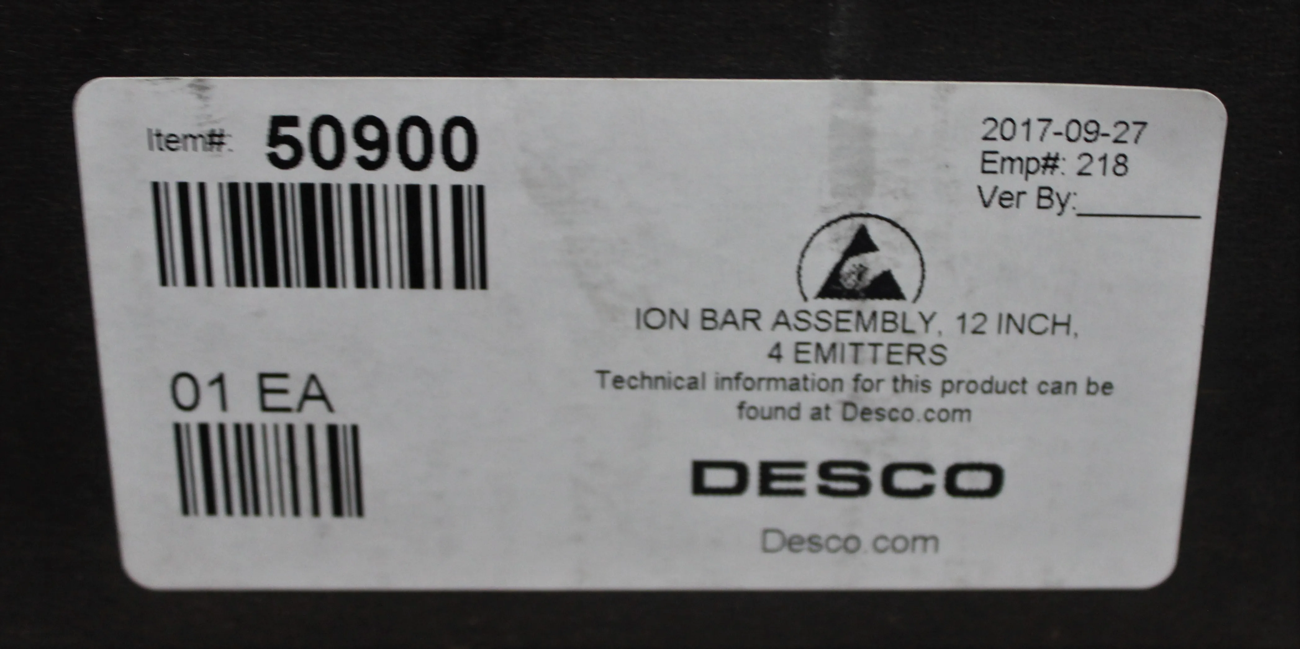 Desco 50900 Ion Bar Assembly with 4 Emitters, 12 in