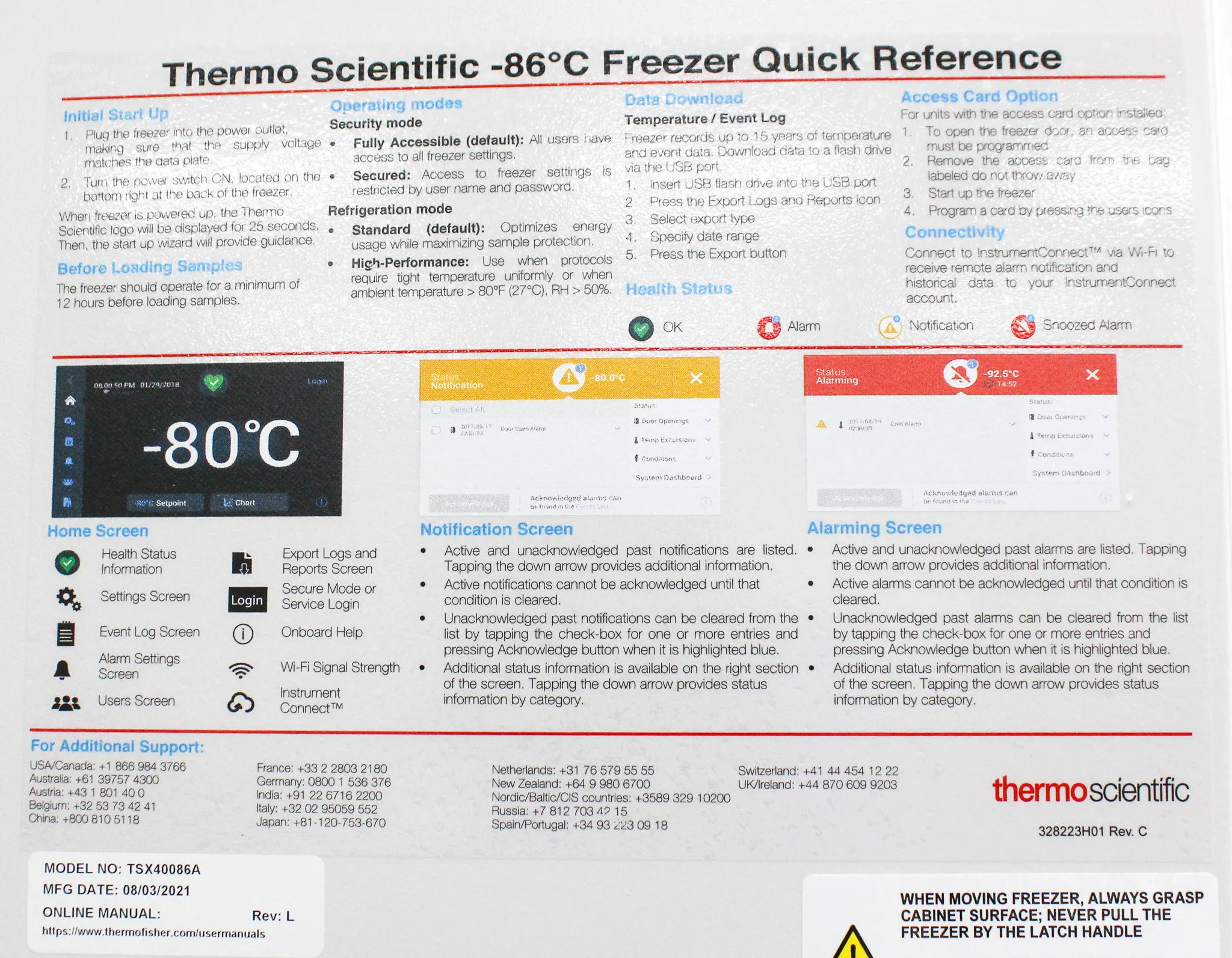 Thermo Scientific TSX Series Ultra-Low Temperature -80c Freezer Model TSX40086A