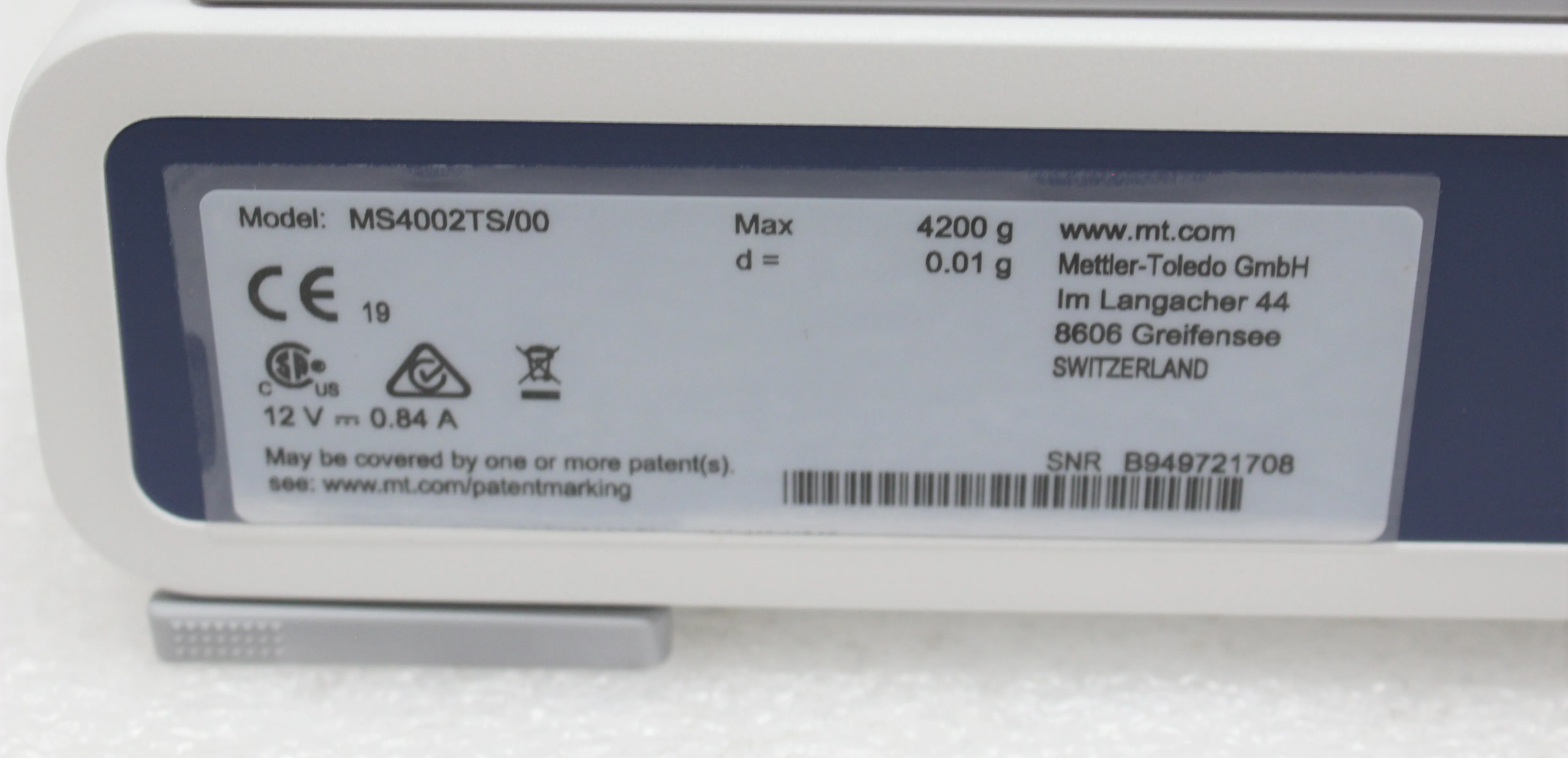 Mettler-Toledo MS4002TS/00 Analytical Balance