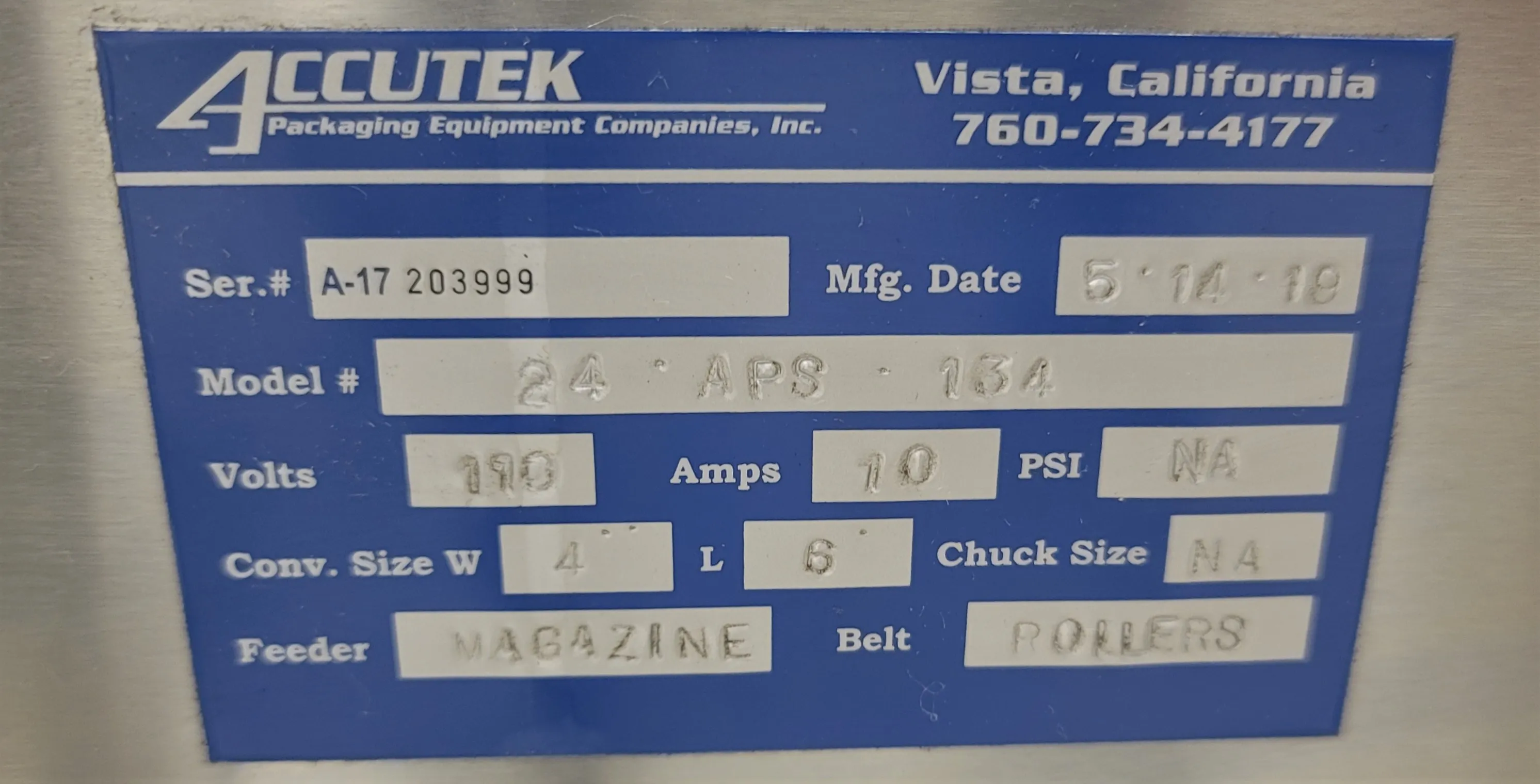 Accutek Packaging Equipment APS-134 Automatic Horizontal Wrap Labeler