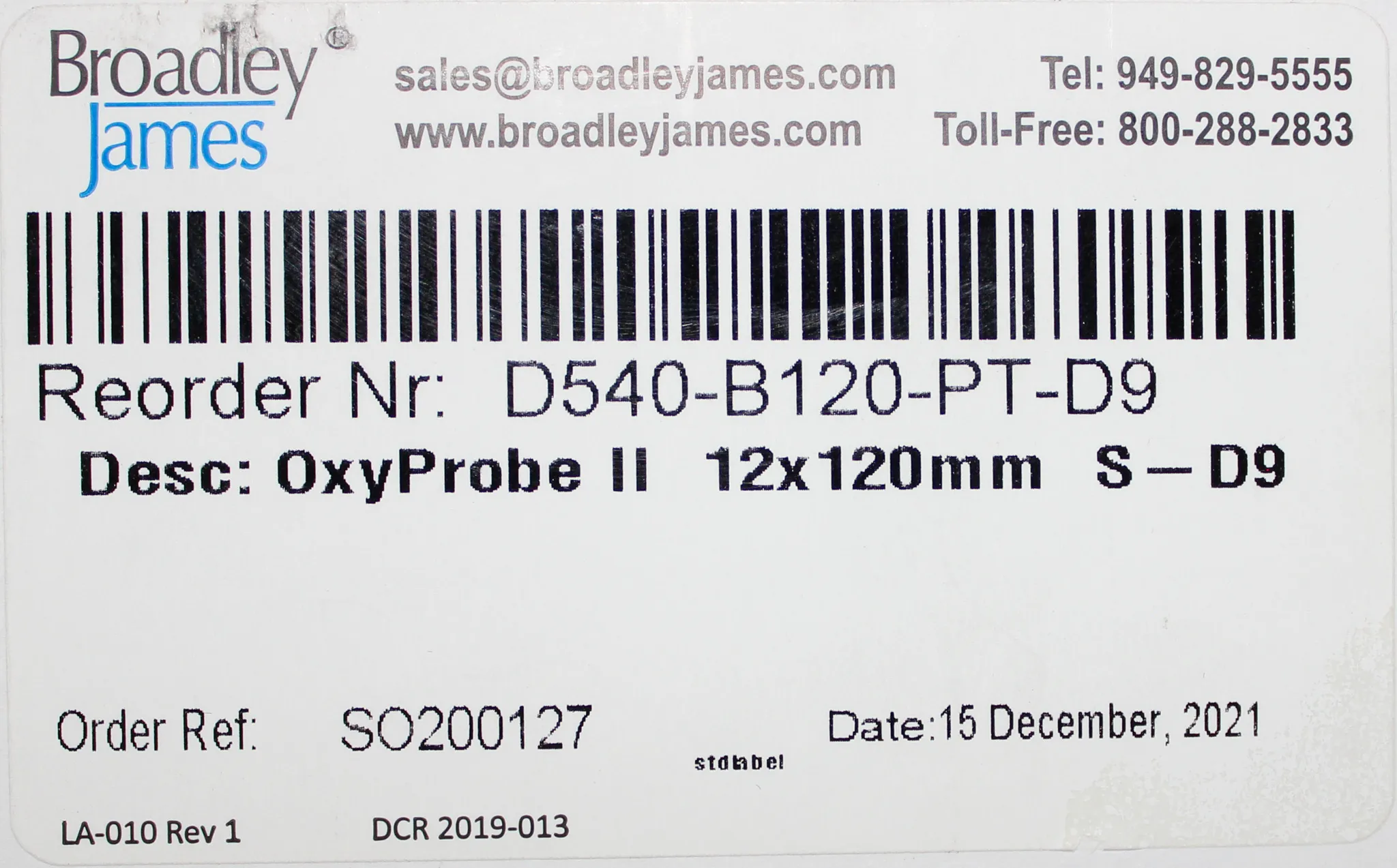 Broadley James Oxyprobe Dissolved Oxygen Sensors and Membrane Cartridge Kit