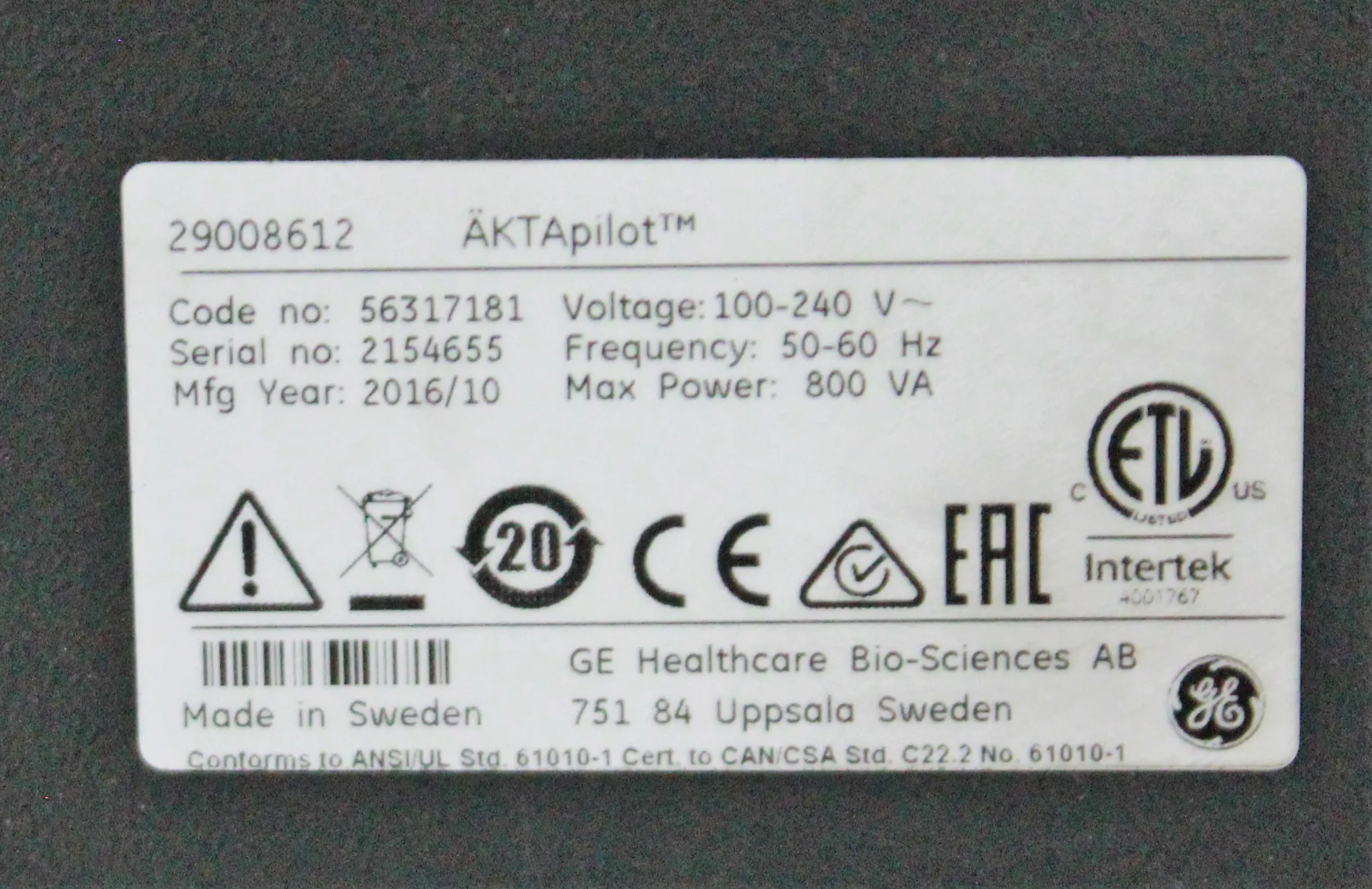 GE AKTApilot Liquid Chromatography System (LC) 56317181