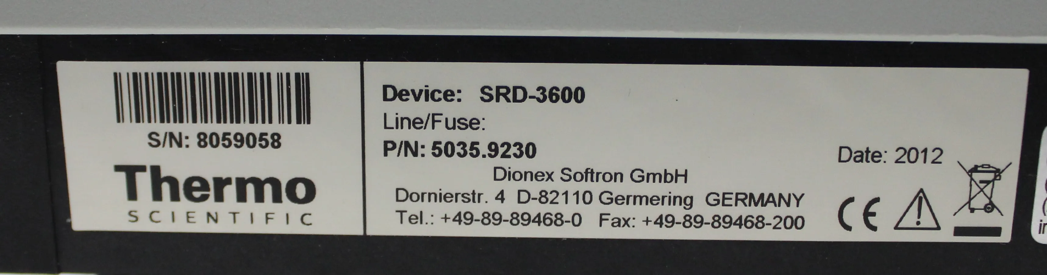 Dionex Ultimate 3000 SRD-3600 Solvent Rack Solvent Degasser