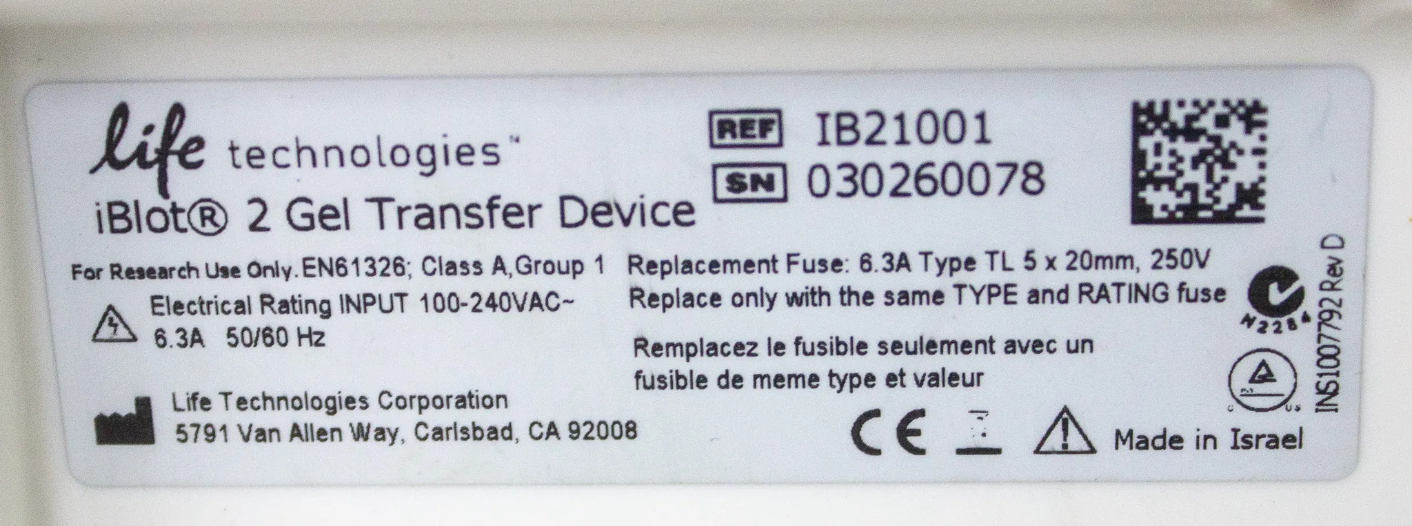 Life Technologies iBlot 2 Gel Transfer Device IB21001