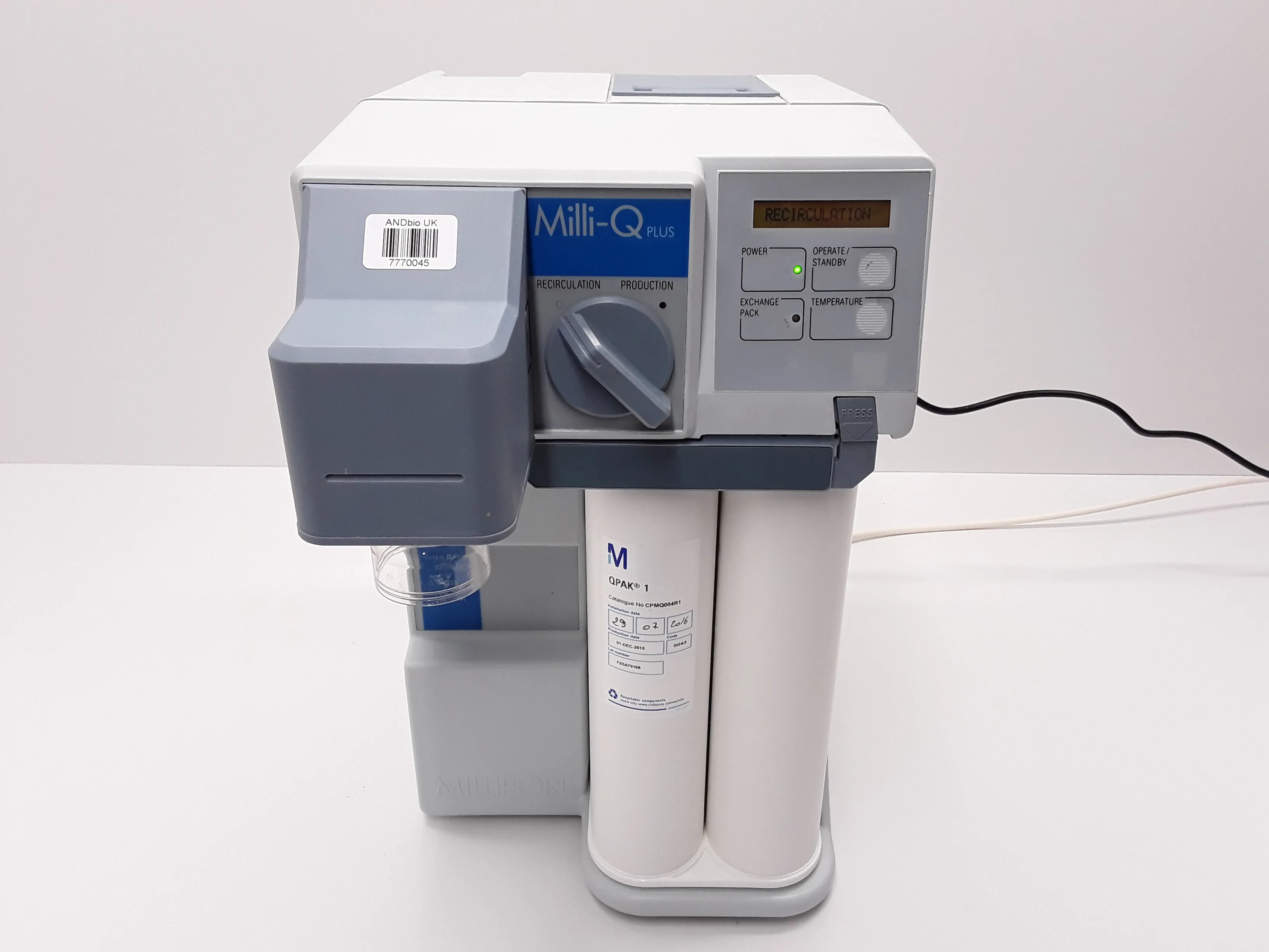 Millipore Milli-Q Plus Water Purification System